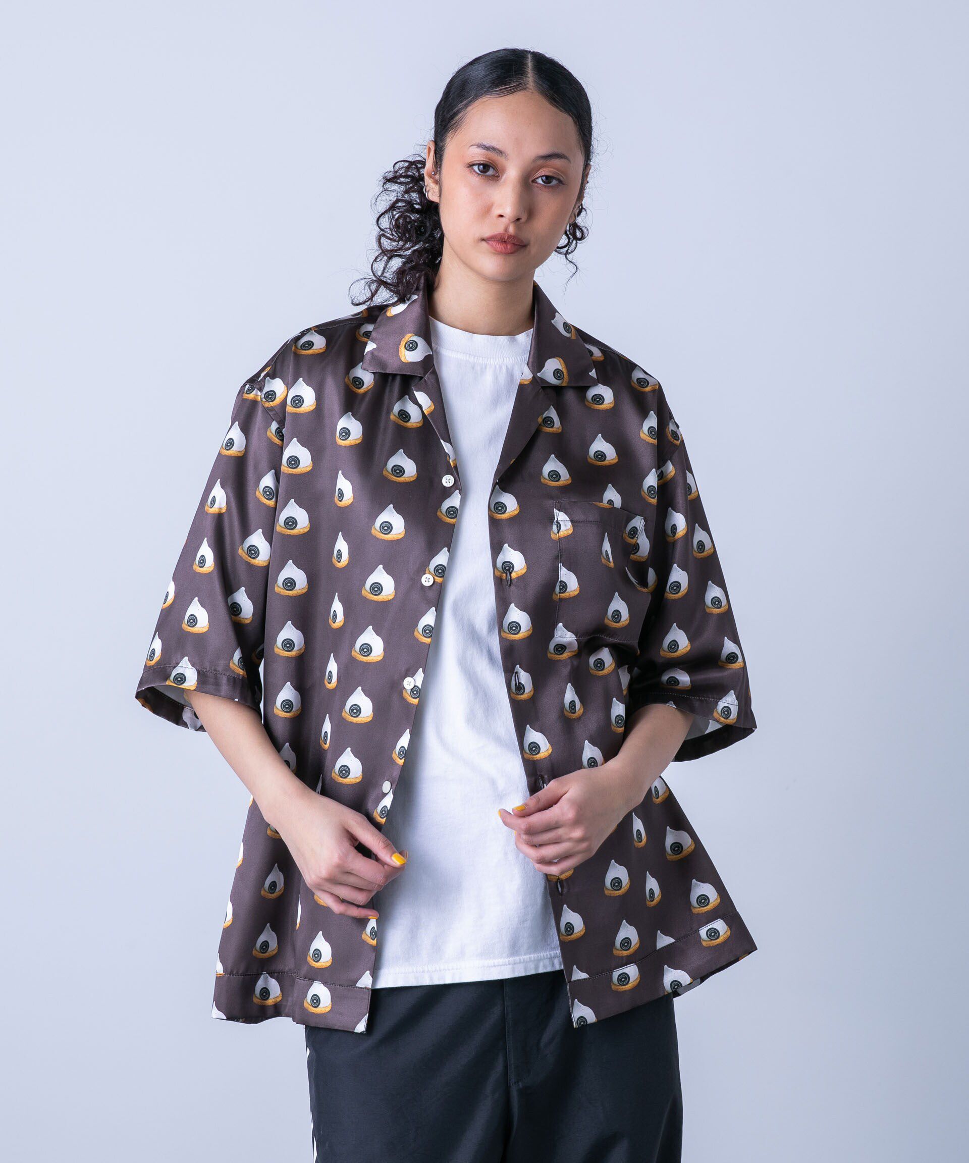 nano･universe「「HOTEL PALACE(オテルパラス)」スイーツプリントオープンカラーシャツ」|シャツ・ブラウス|