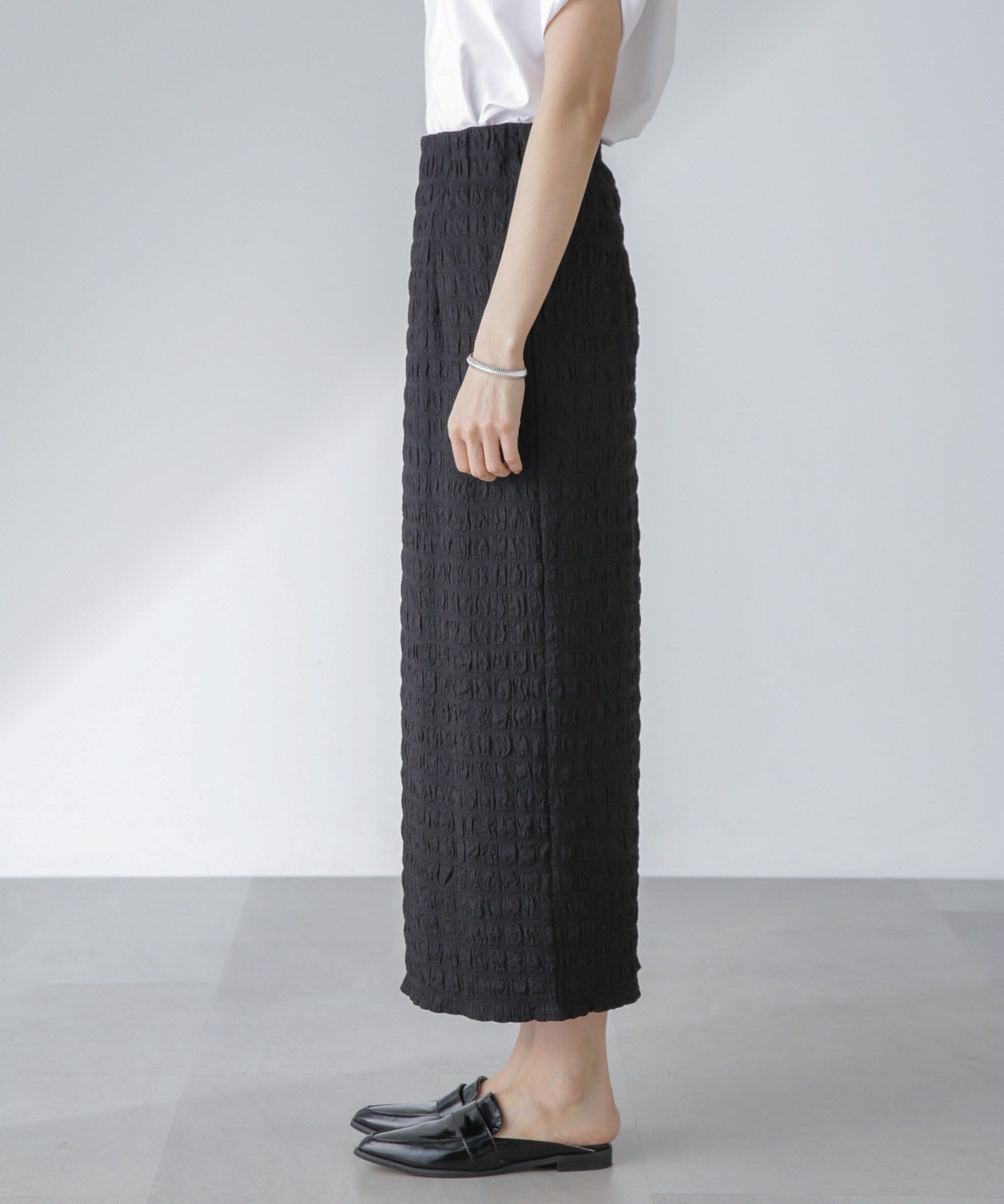 nano･universe「フクレシャーリングタイトスカート（セットアップ可）」|スカート|