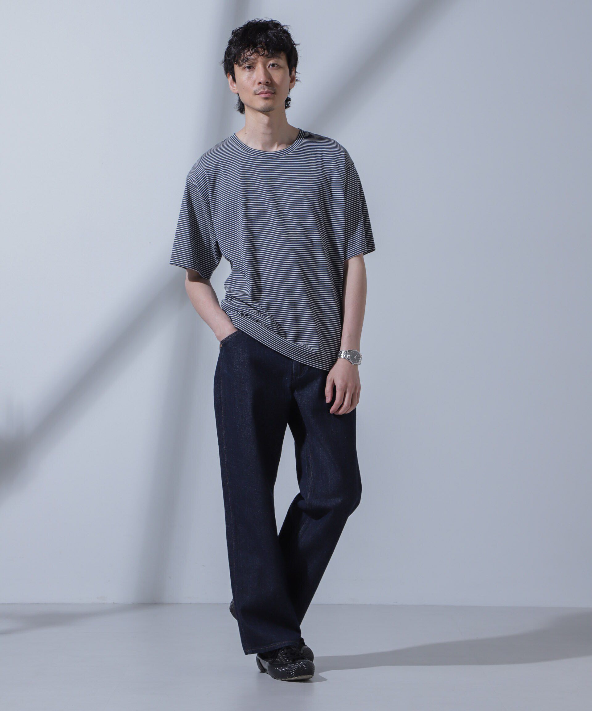 nano･universe「Anti Soaked(R)  汗染み防止 ピンボーダークルーネックTシャツ」|Tシャツ・カットソー|