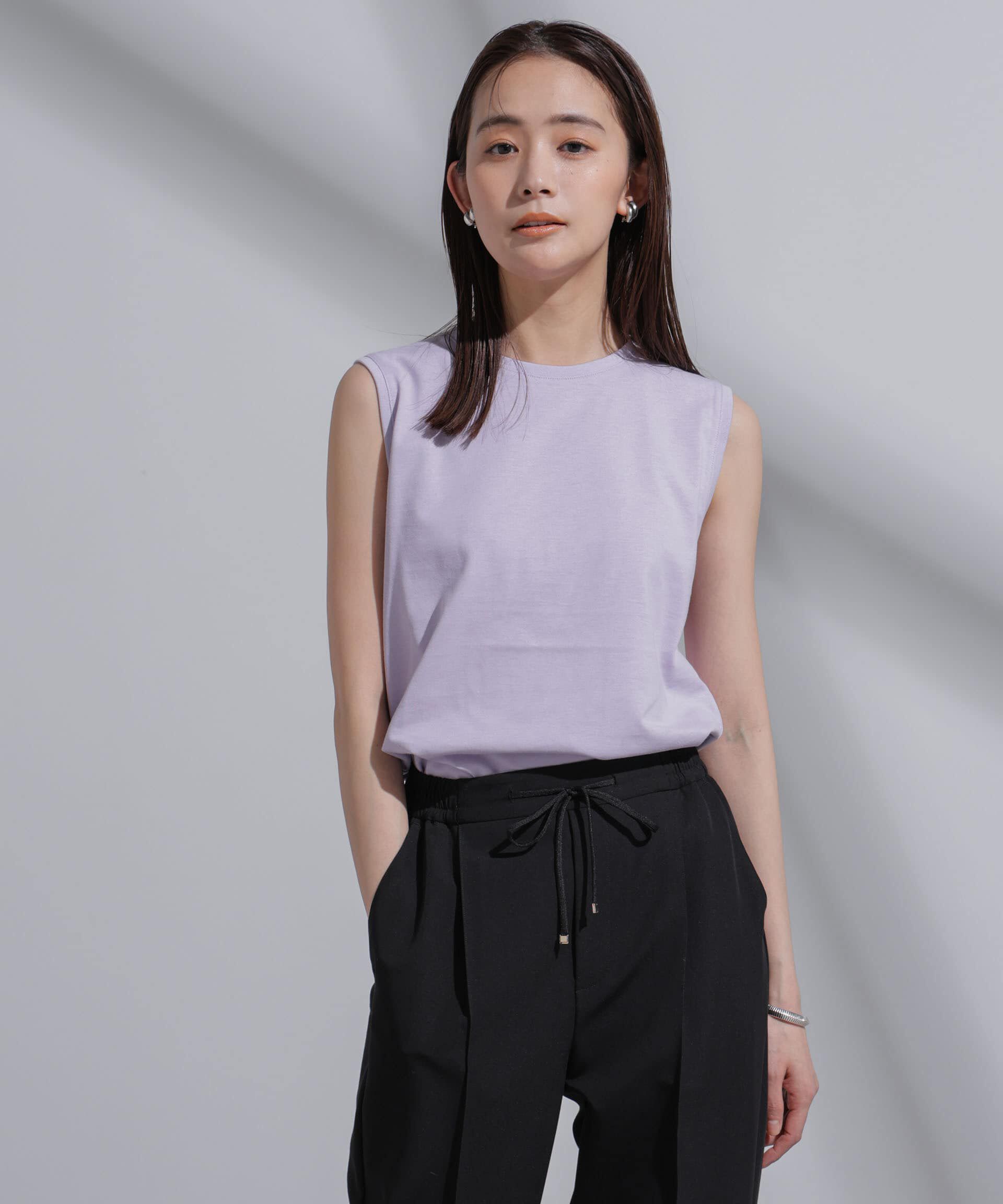 nano･universe「Anti Soaked(R)  汗染み防止 カラフルノースリTシャツ」|Tシャツ・カットソー|ラベンダー3