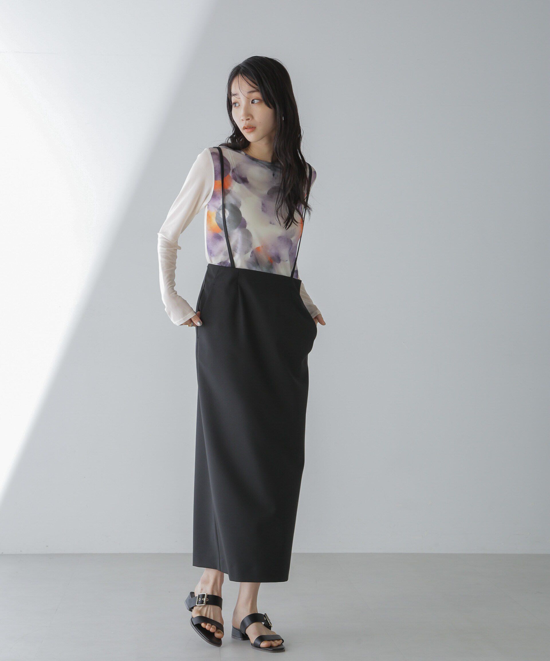 nano･universe「サスペンダースカート」|スカート|