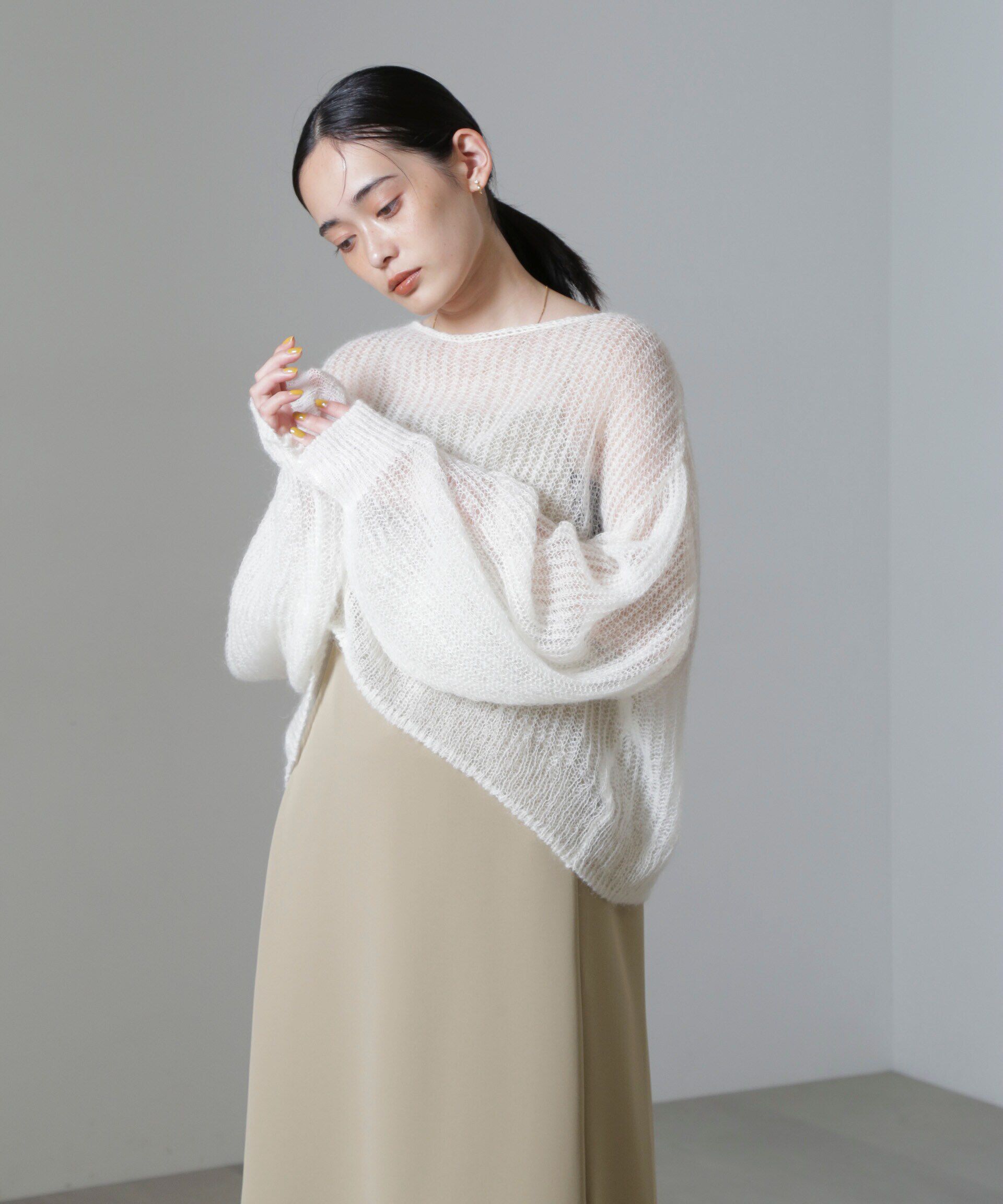 nano･universe「モヘヤ混ボリュームスリーブシアーニット」|ニット・セーター|