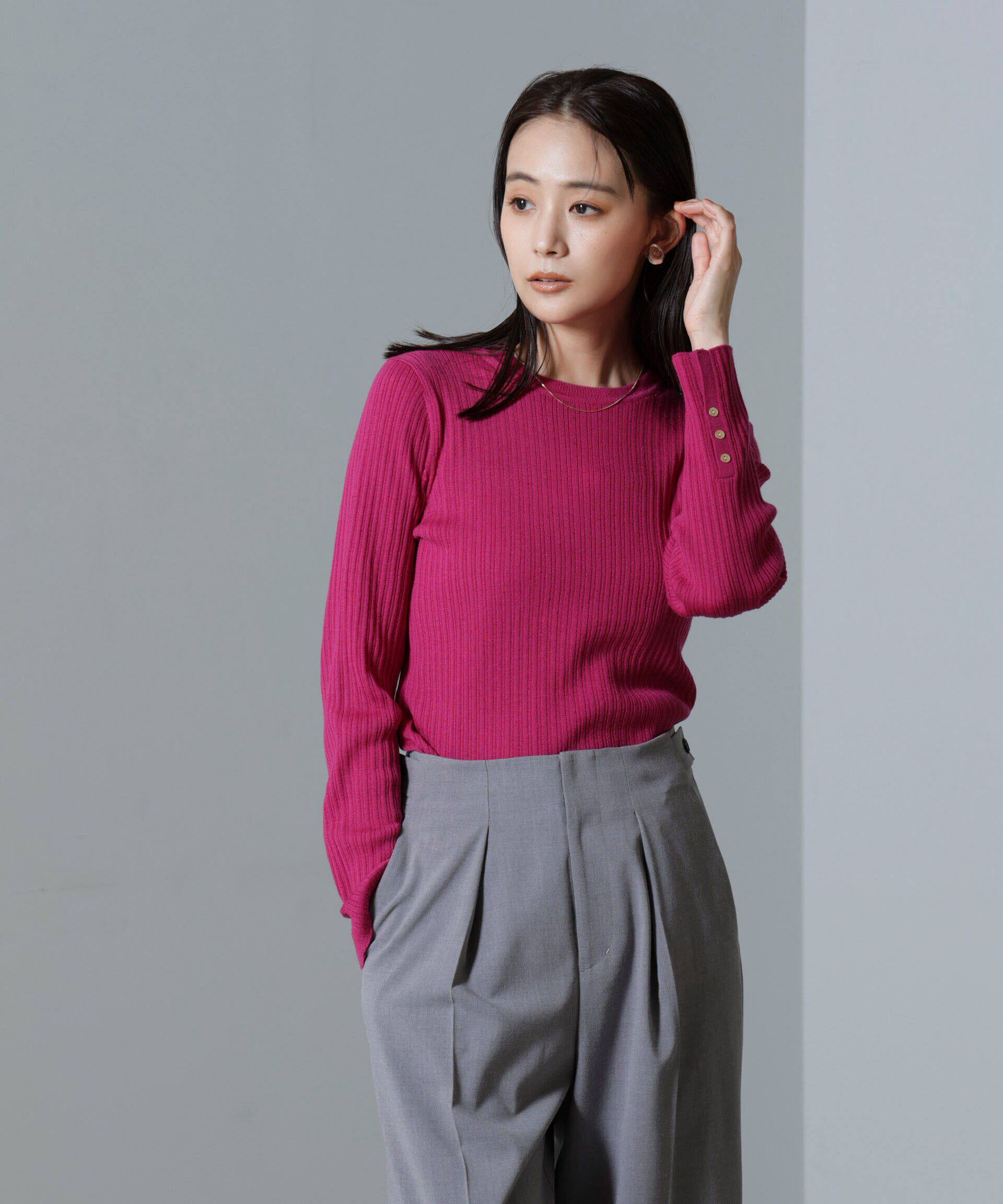 nano･universe「毛玉レスニットクルーネックリブプルオーバー」|ニット・セーター|