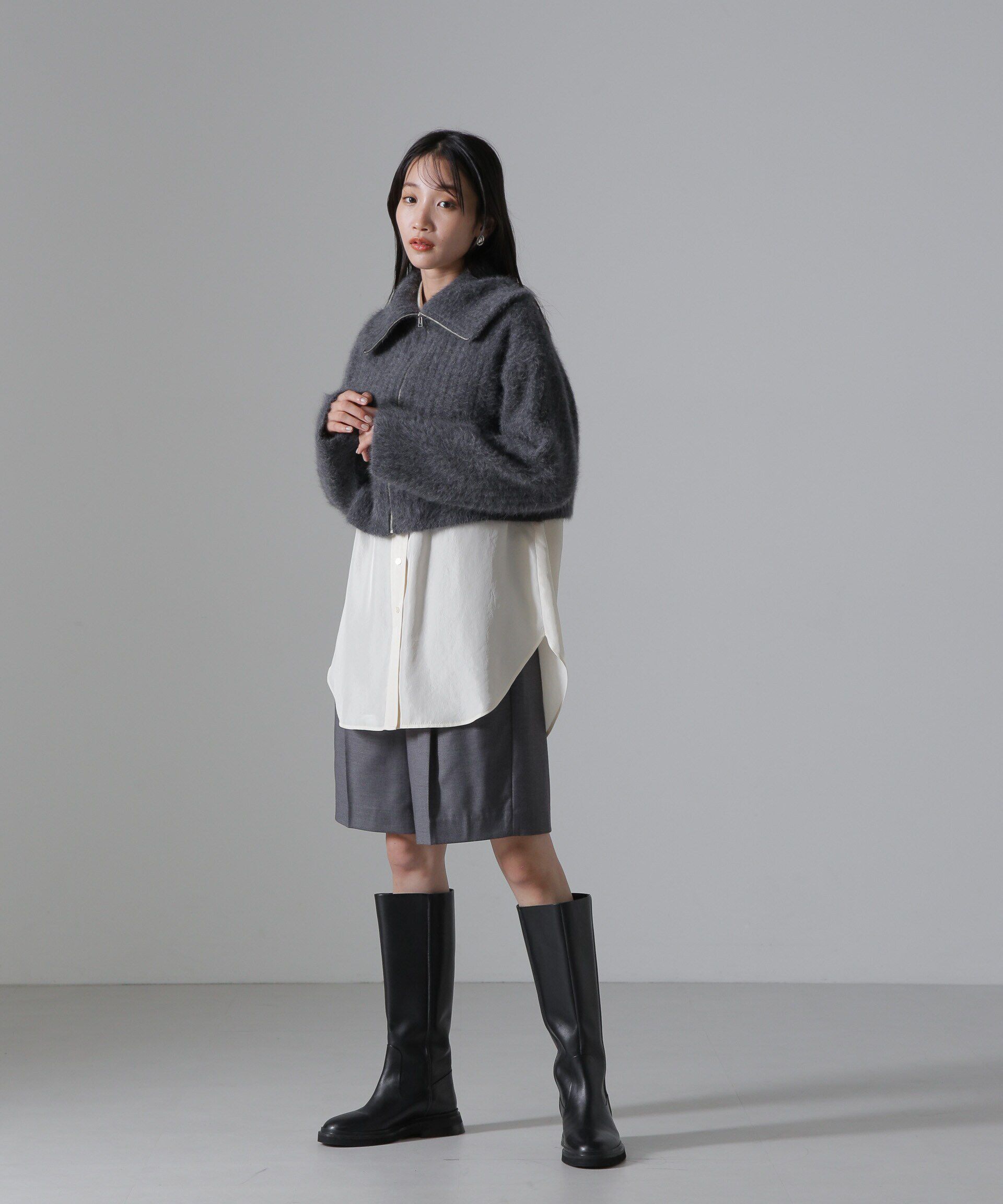 nano･universe「フォックスカシミヤショートジップカーディガン」|ニット・セーター|