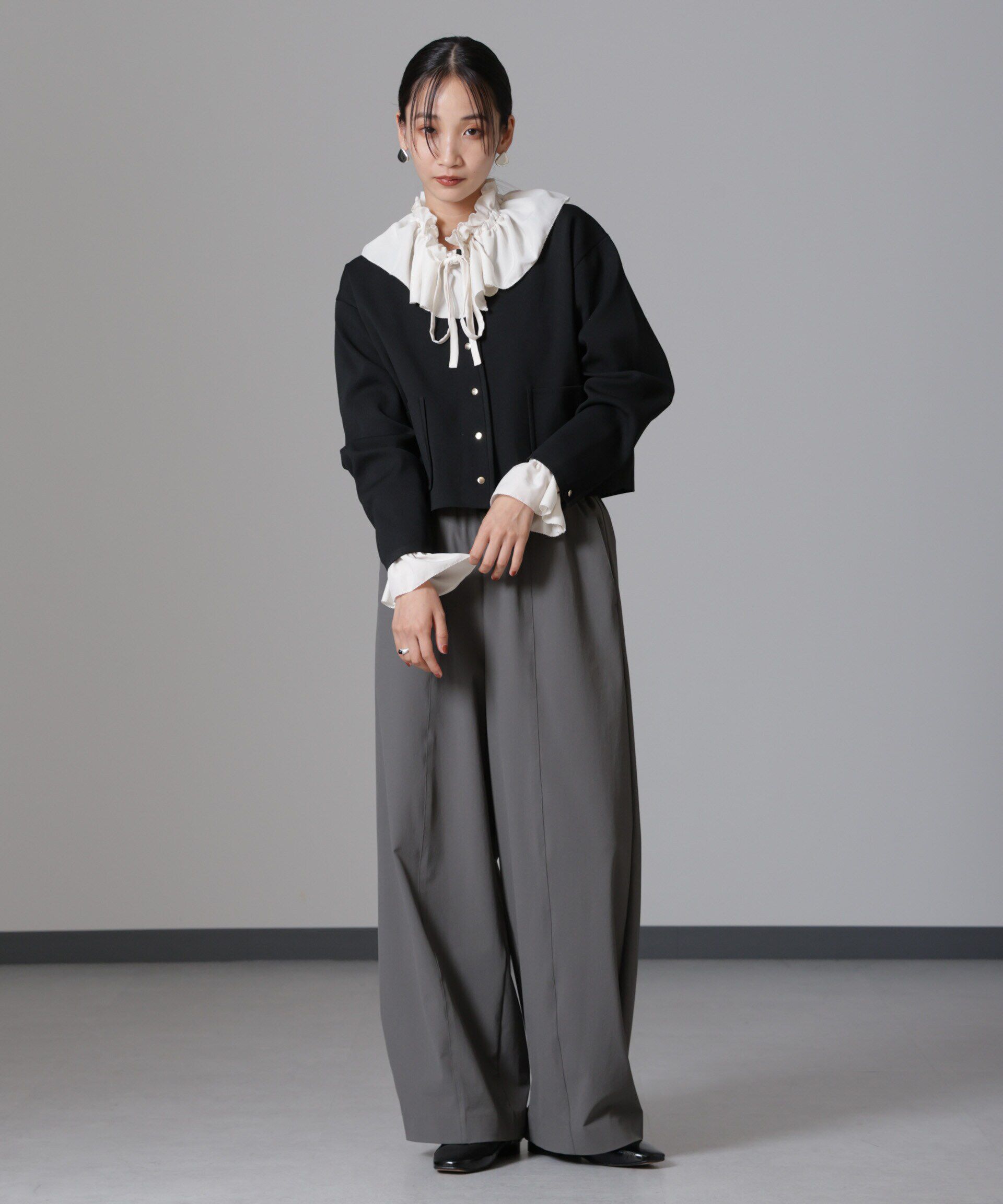 nano･universe「ノーカラーニットジャケット (セットアップ可)」|ニット・セーター|