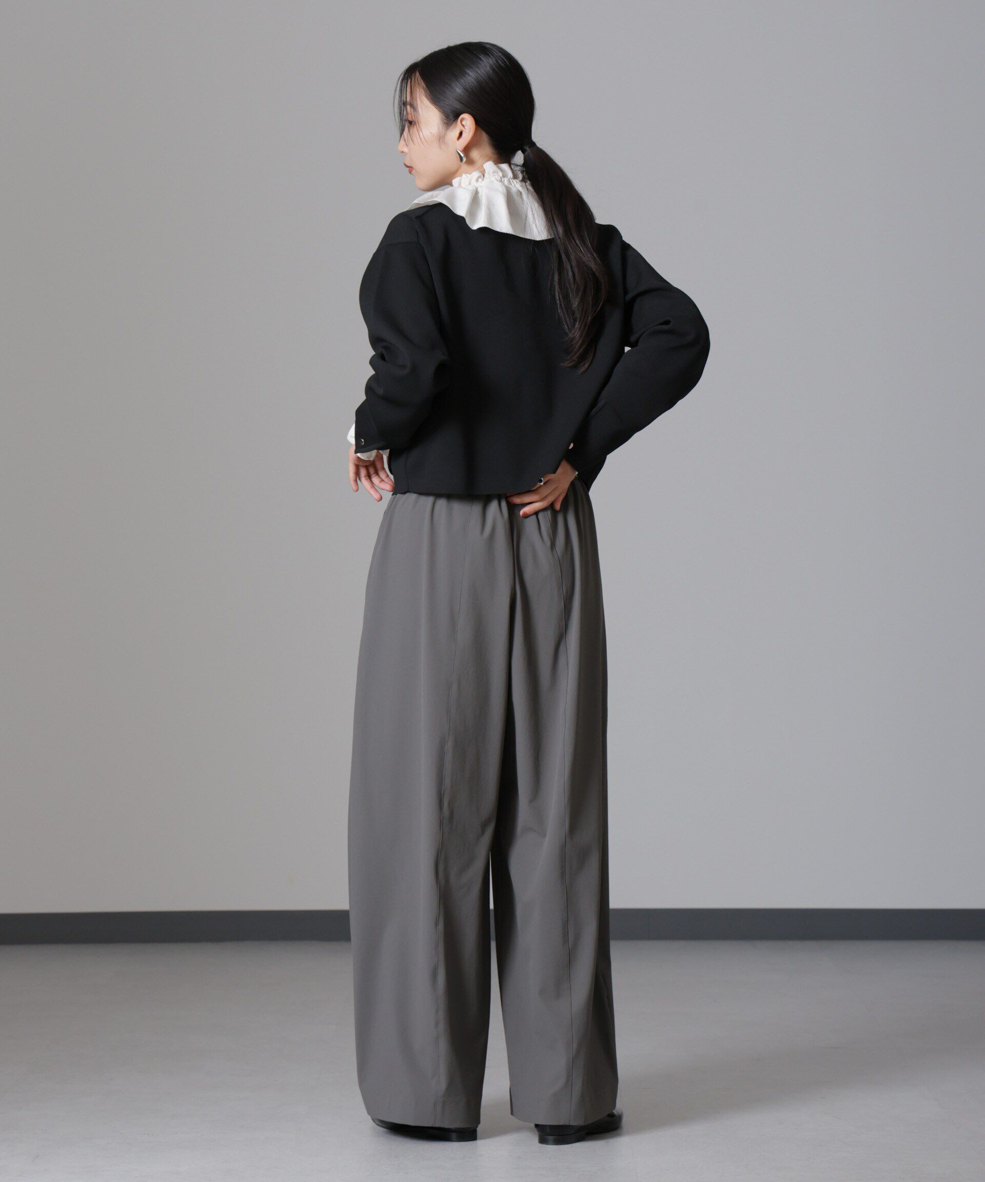 nano･universe「ノーカラーニットジャケット (セットアップ可)」|ニット・セーター|