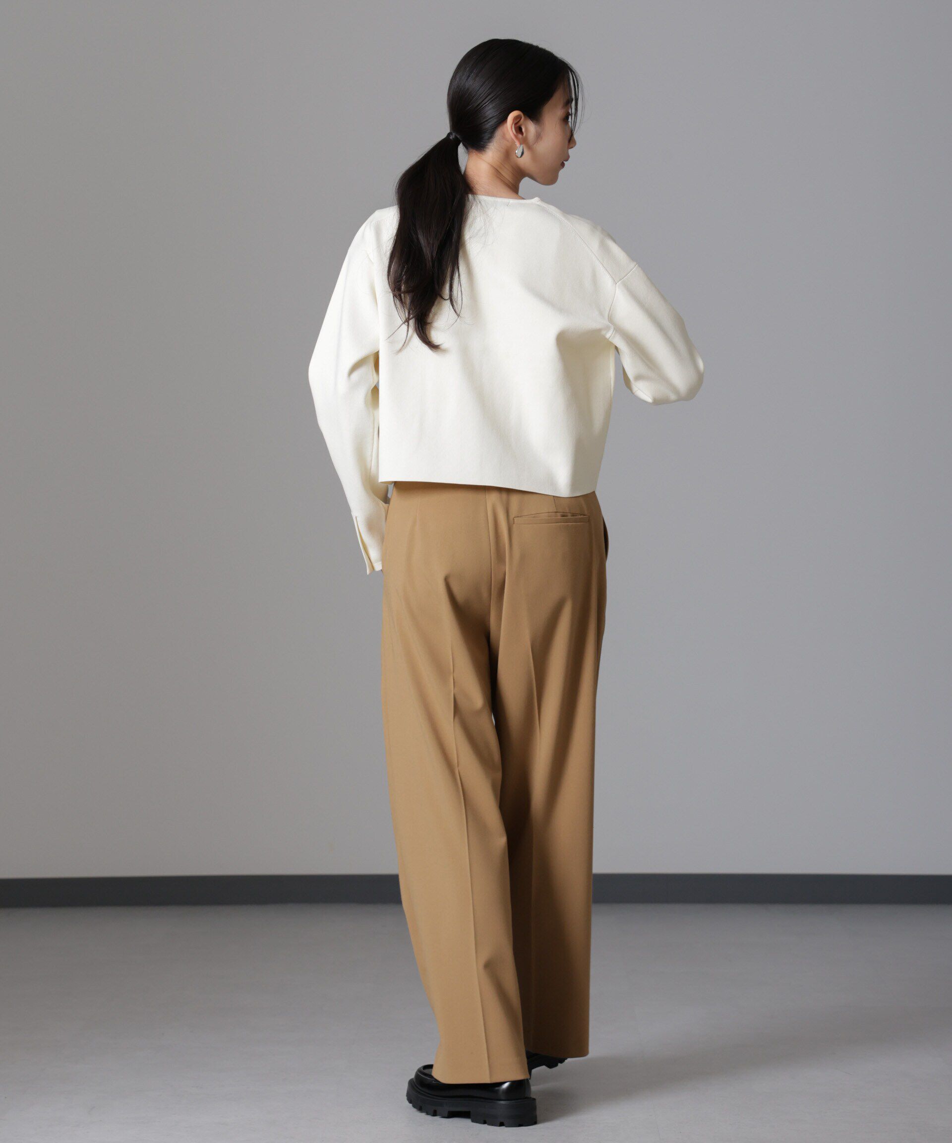 nano･universe「ノーカラーニットジャケット (セットアップ可)」|ニット・セーター|