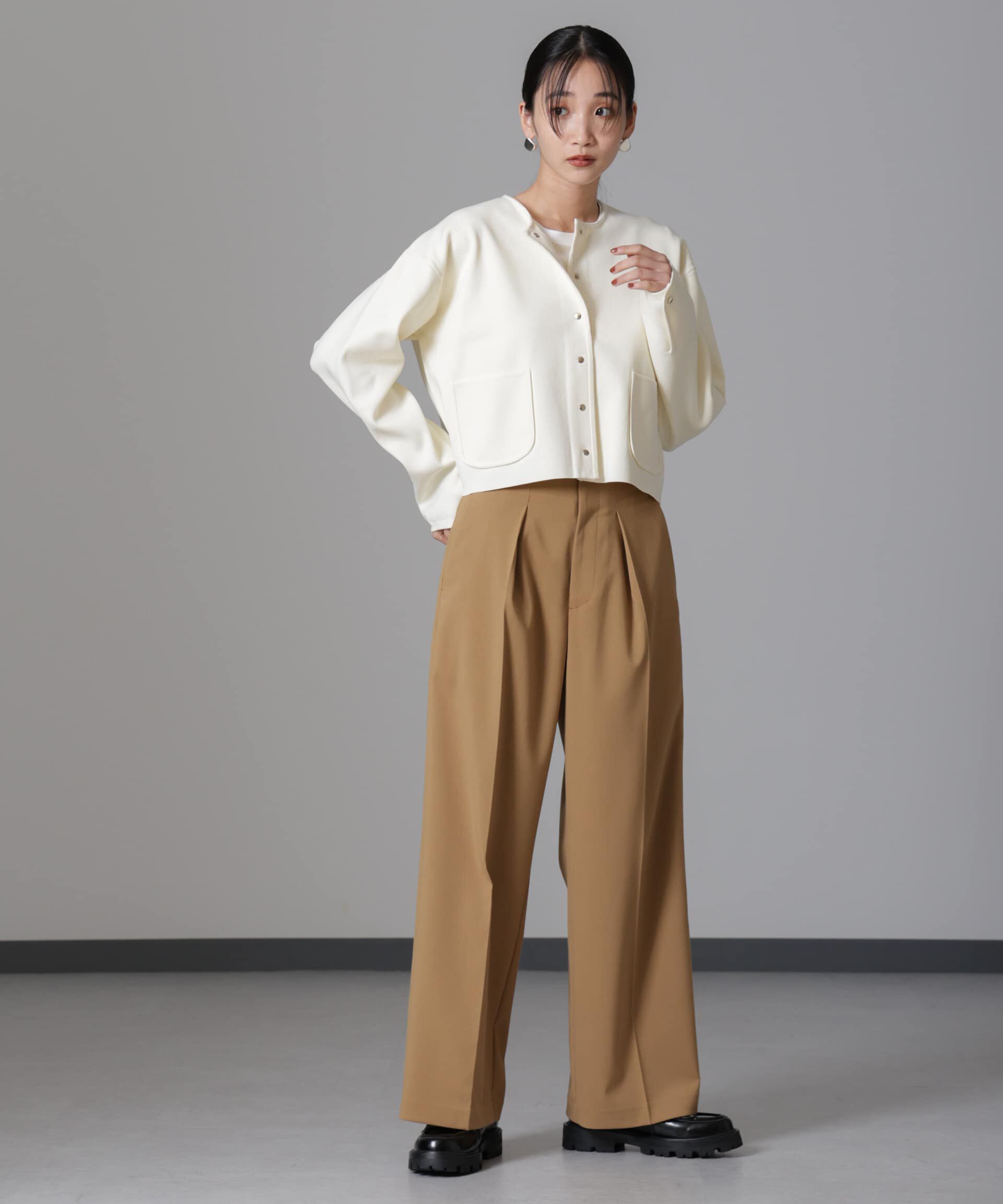 nano･universe「ノーカラーニットジャケット (セットアップ可)」|ニット・セーター|