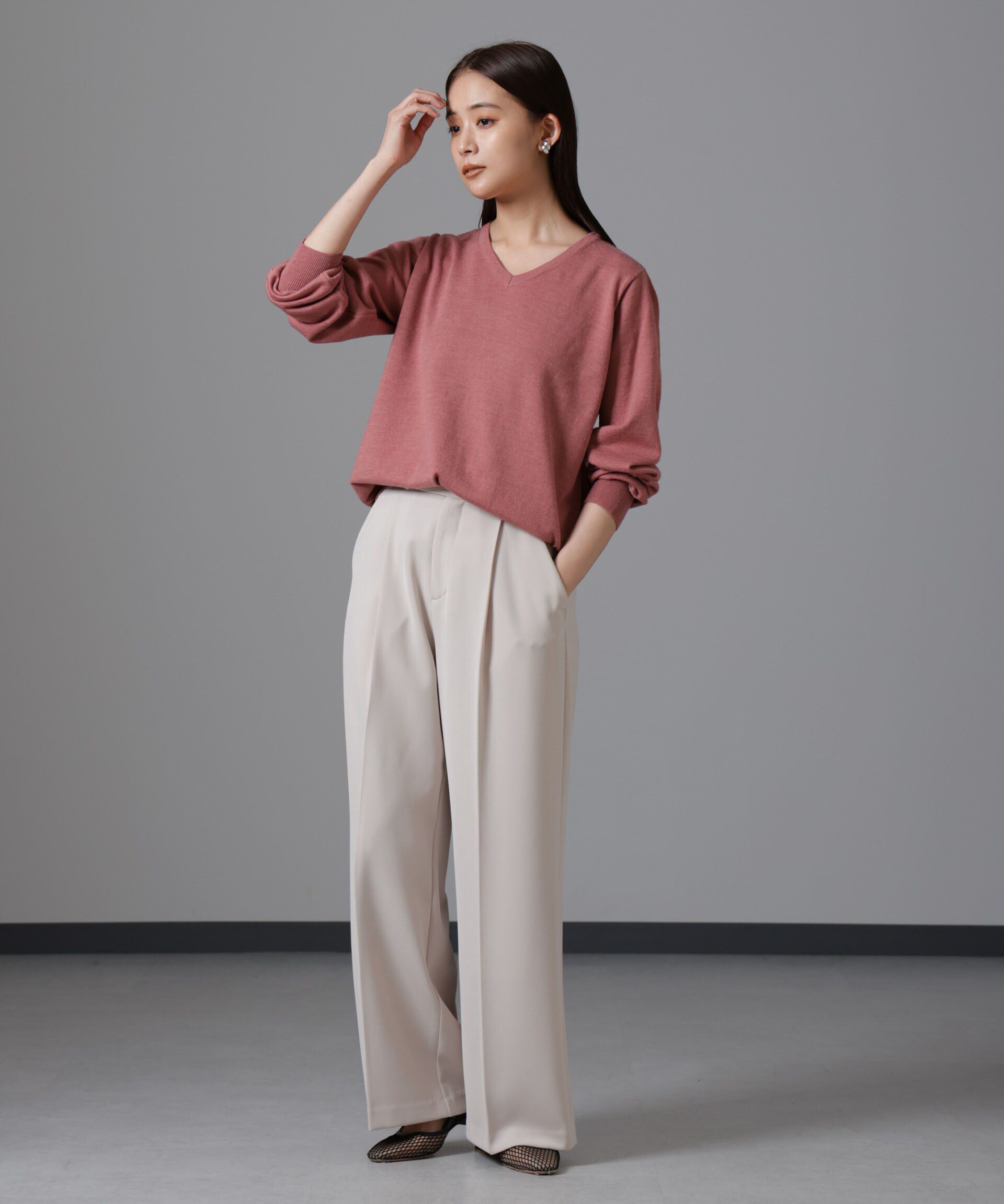 nano･universe「静電気防止 Vネックプルオーバーニット」|ニット・セーター|