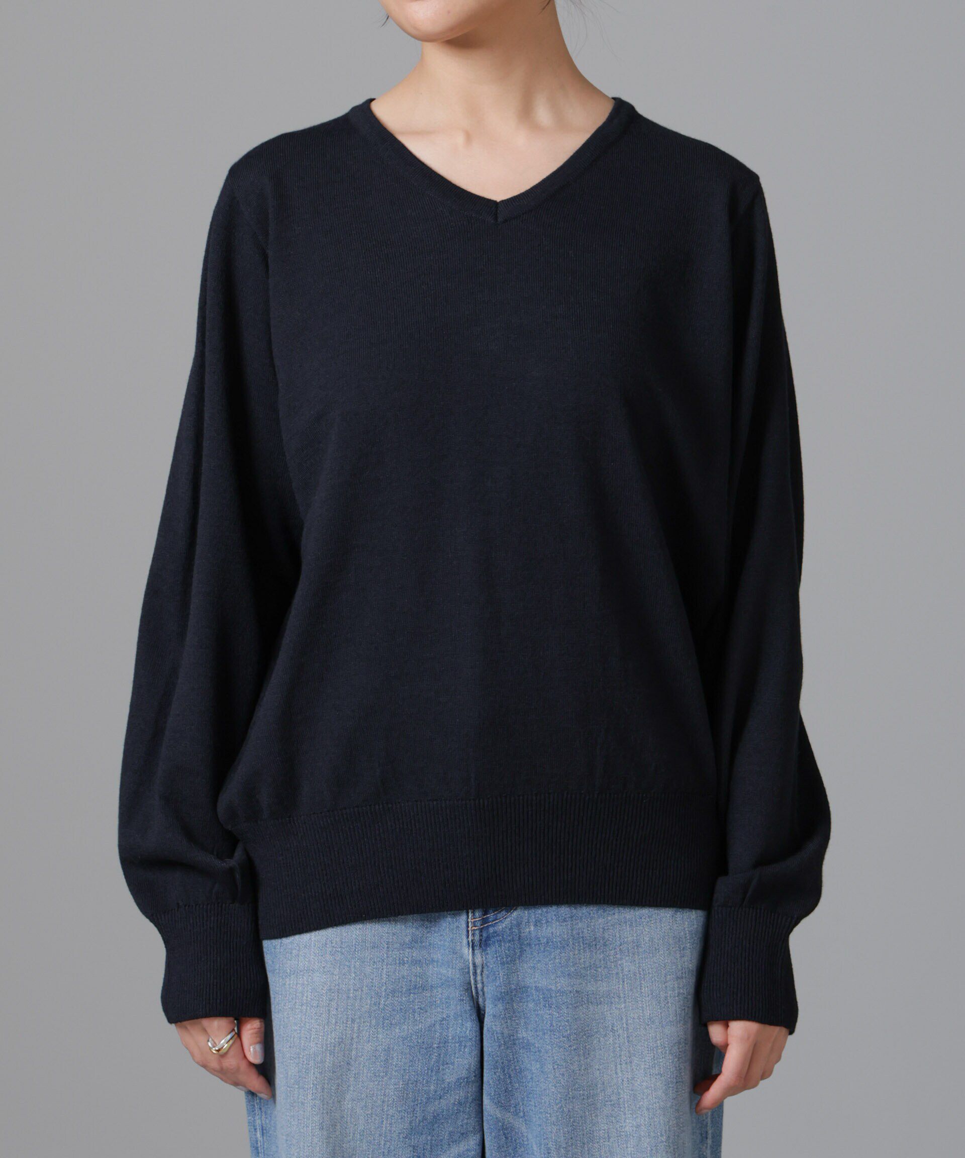 nano･universe「静電気防止 Vネックプルオーバーニット」|ニット・セーター|