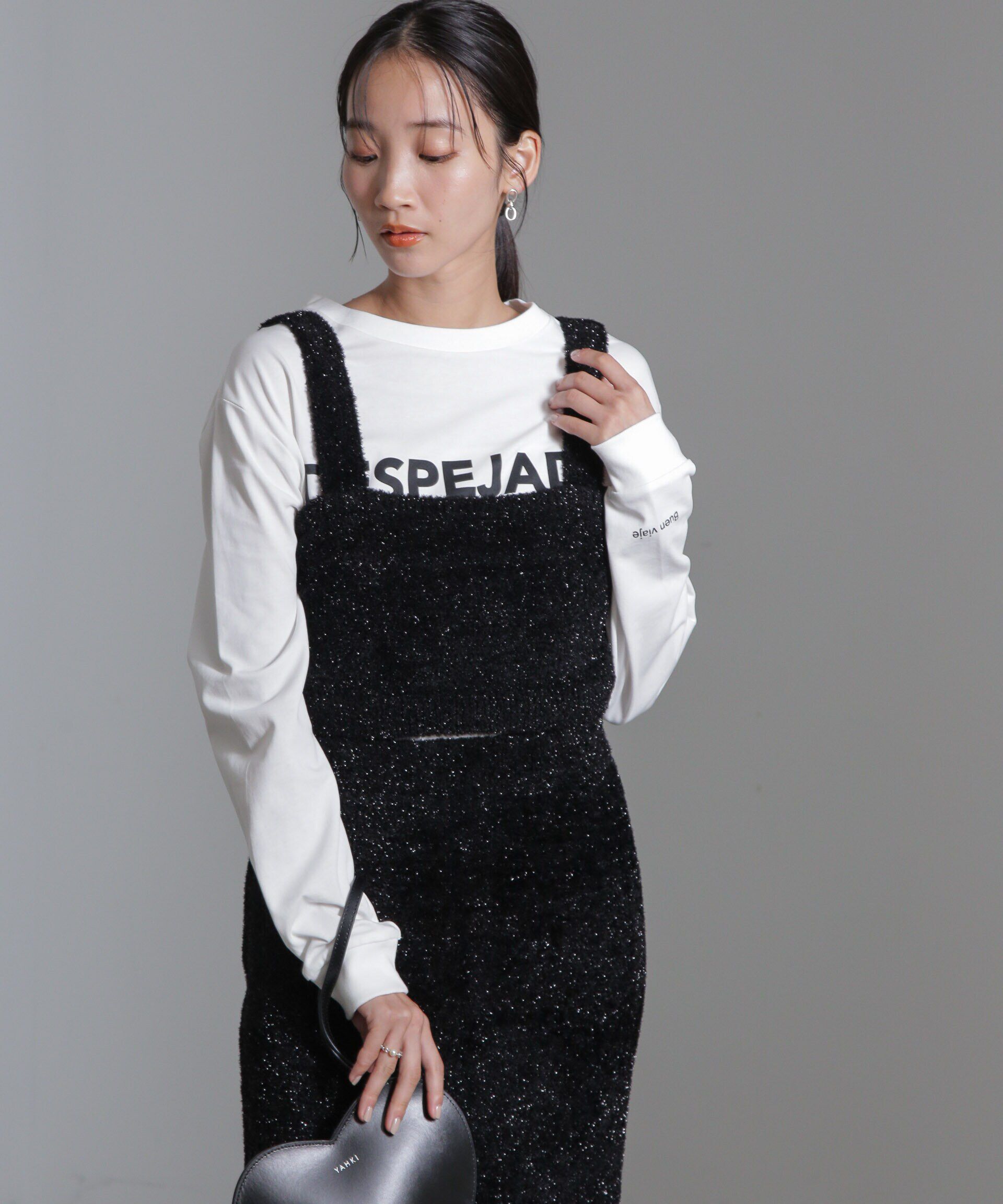 nano･universe「ラメシャギーニットビスチェ(セットアップ可)」|ニット・セーター|ブラック