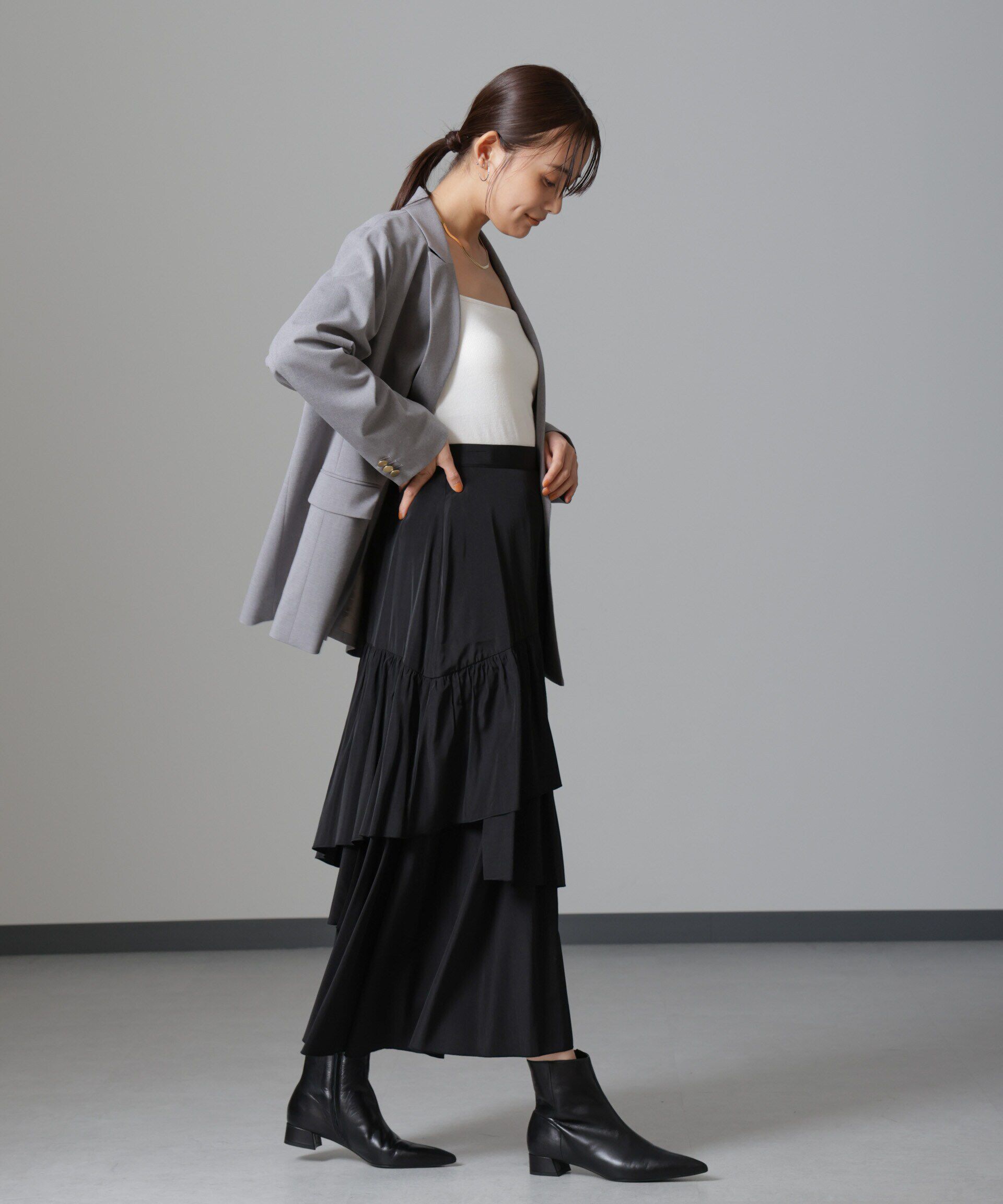 nano･universe「オーバーラップティアードスカート」|スカート|