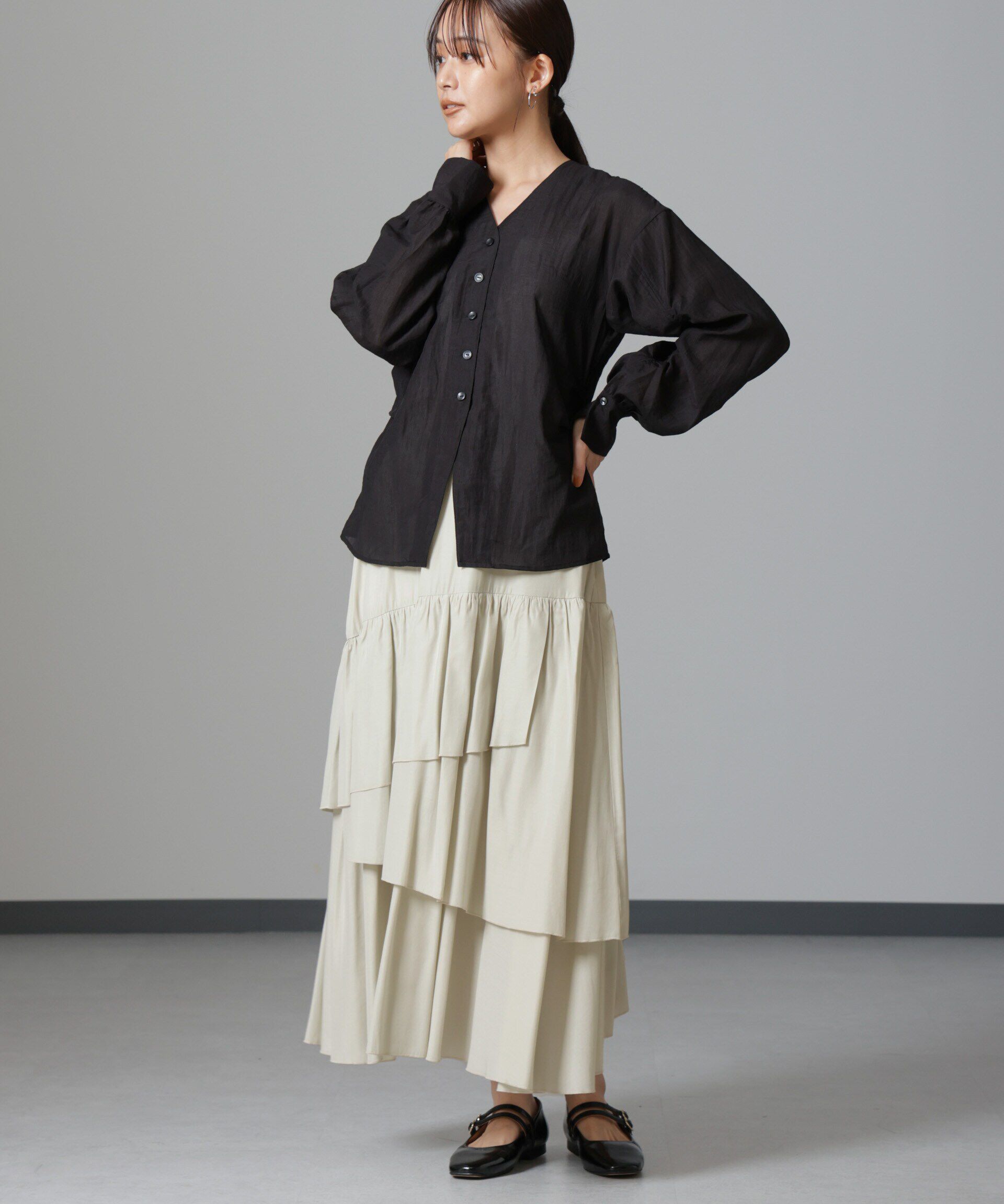 nano･universe「オーバーラップティアードスカート」|スカート|