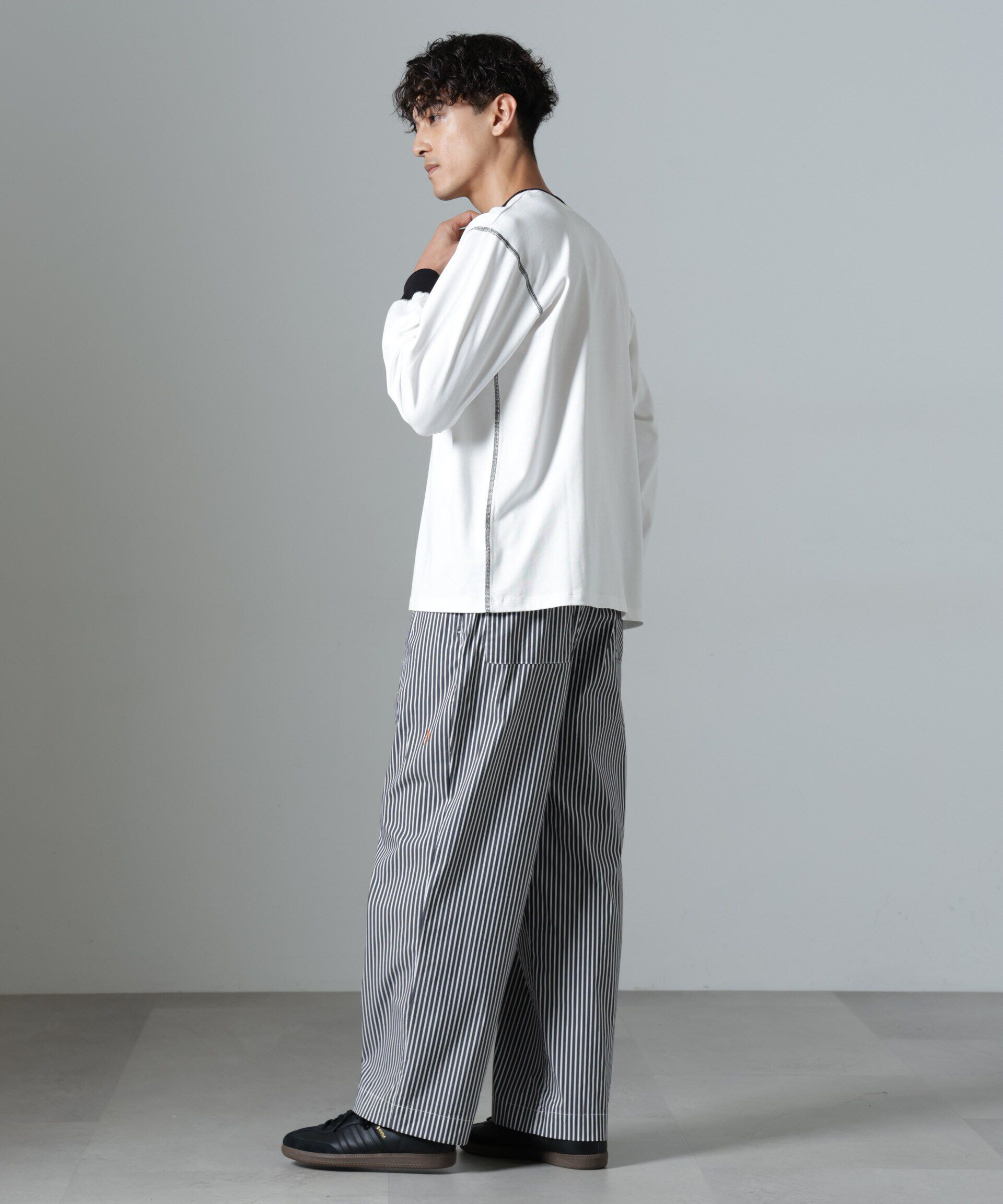 nano･universe「｢NJ/CLUB｣HOMESTOCK ストライプパンツ」|チノ|