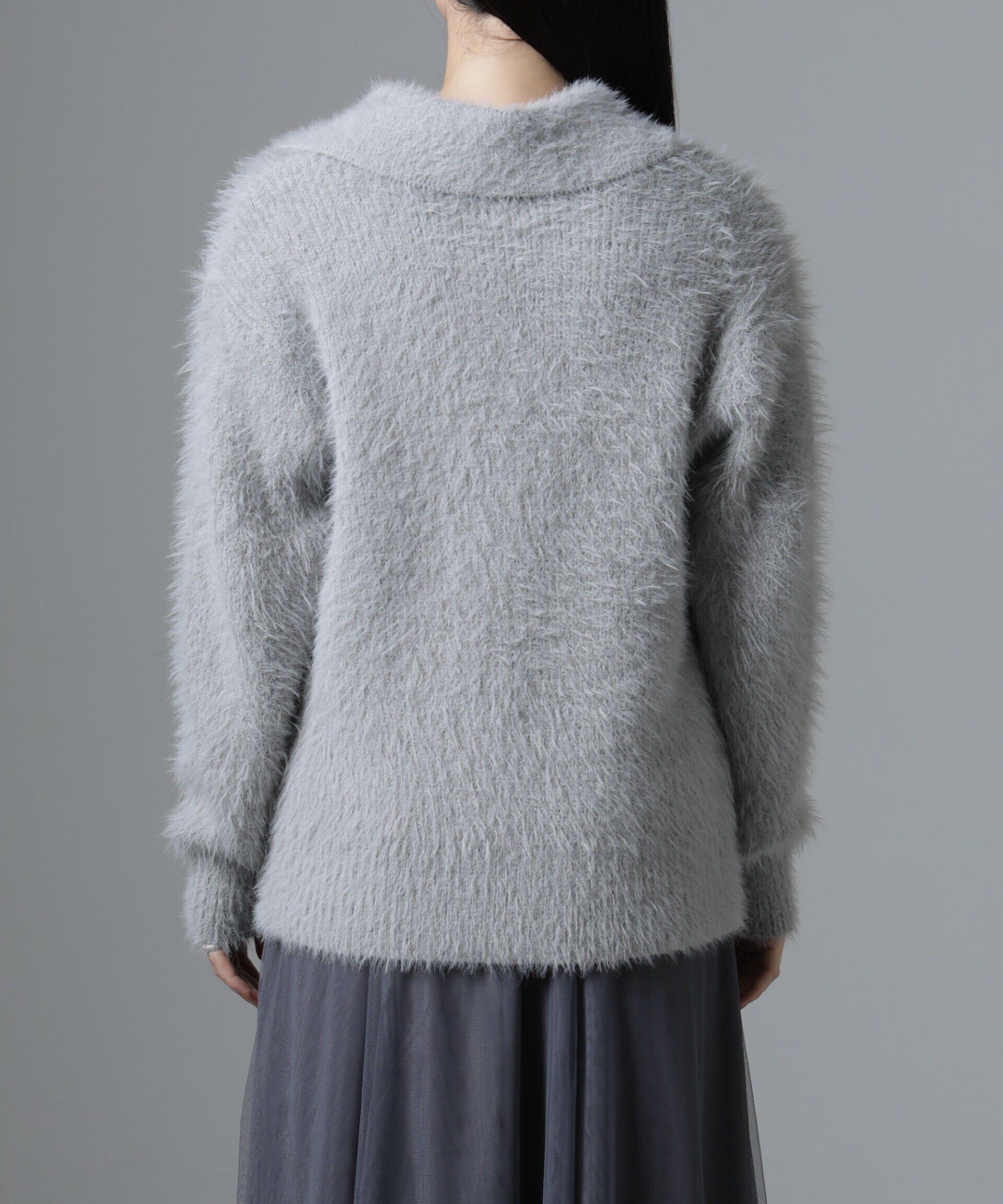 nano･universe「衿付きヘアリーニットプルオーバー」|ニット・セーター|