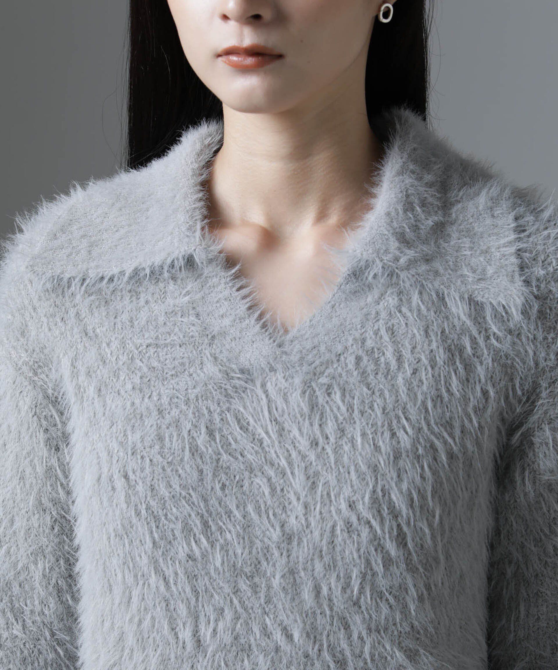 nano･universe「衿付きヘアリーニットプルオーバー」|ニット・セーター|