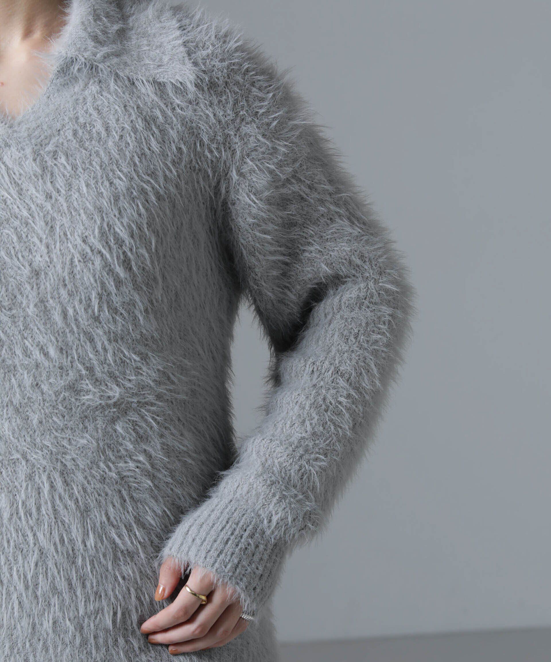 nano･universe「衿付きヘアリーニットプルオーバー」|ニット・セーター|