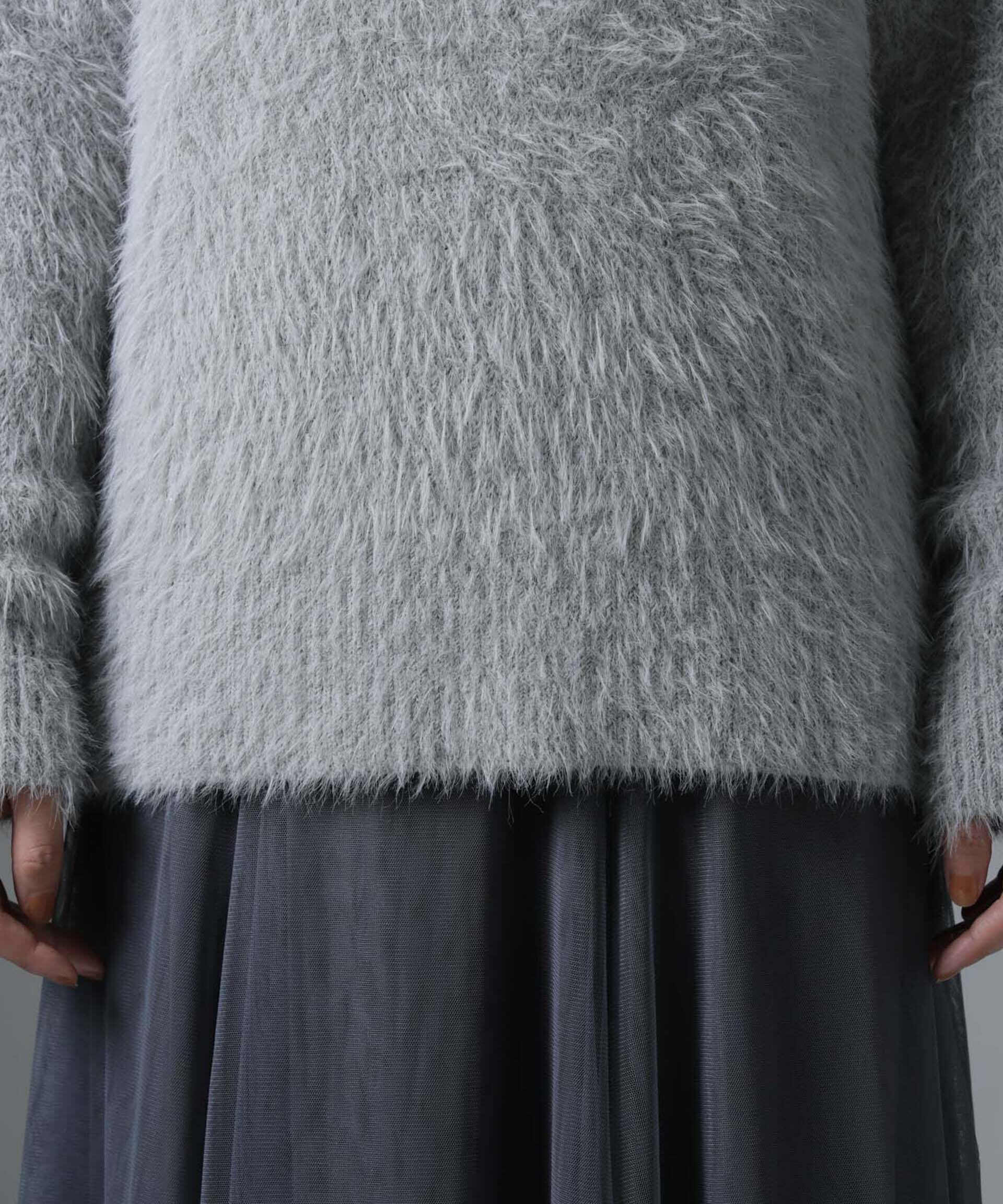 nano･universe「衿付きヘアリーニットプルオーバー」|ニット・セーター|