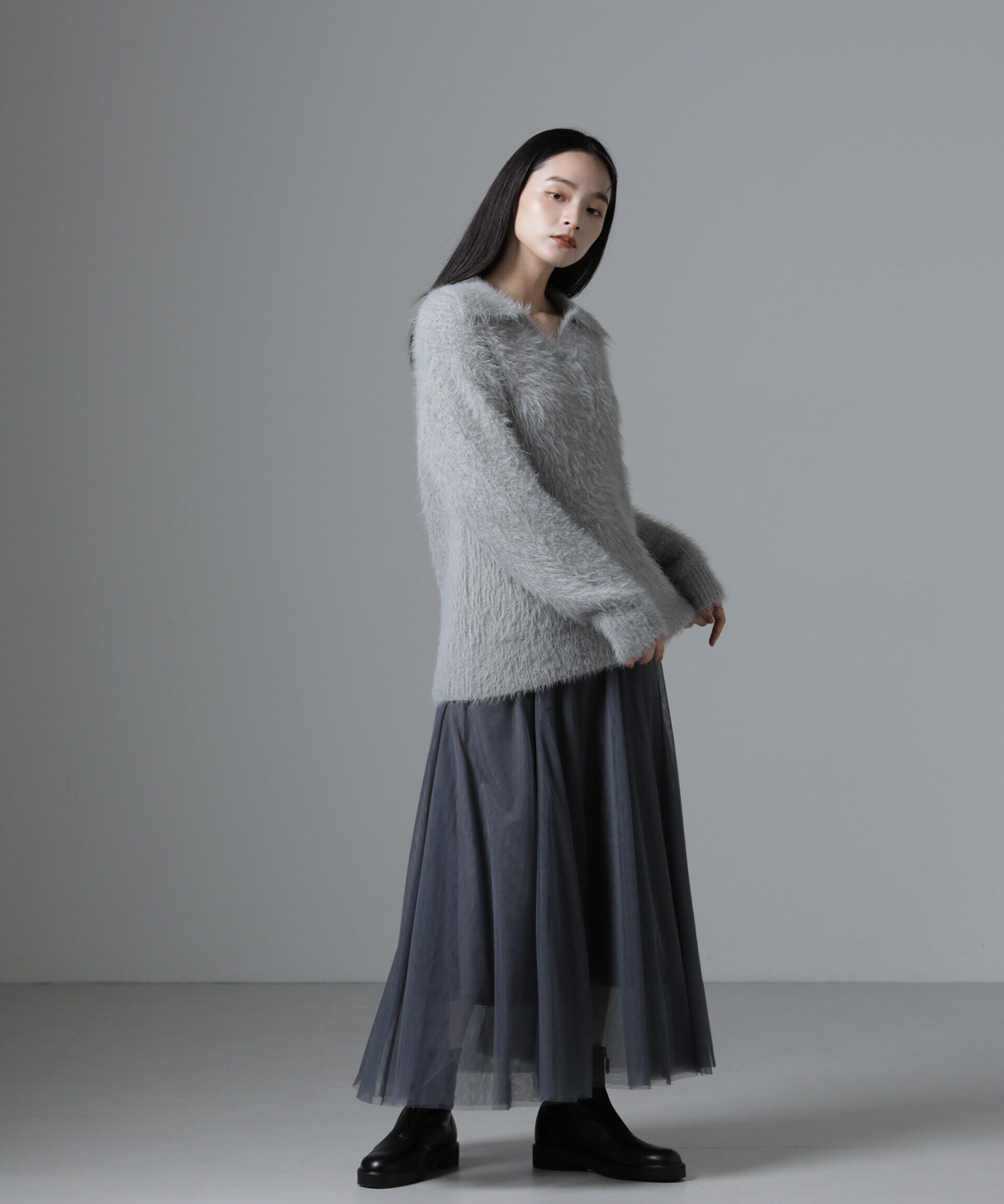 nano･universe「衿付きヘアリーニットプルオーバー」|ニット・セーター|