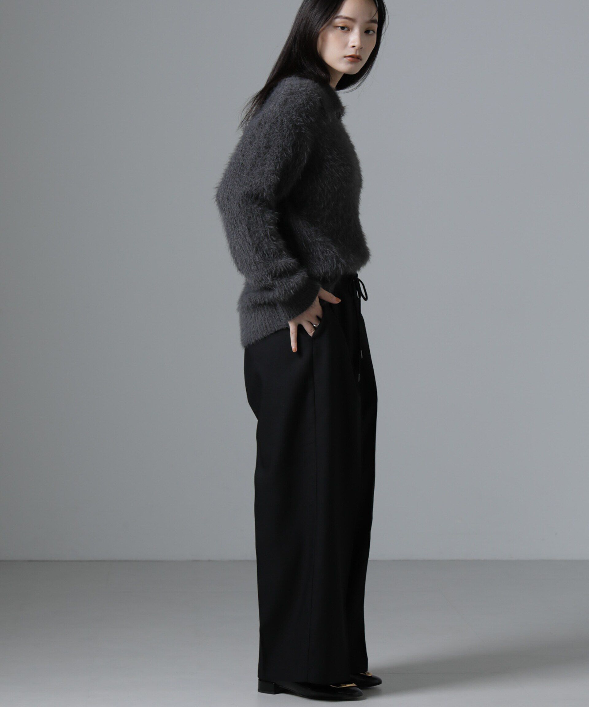 nano･universe「衿付きヘアリーニットプルオーバー」|ニット・セーター|