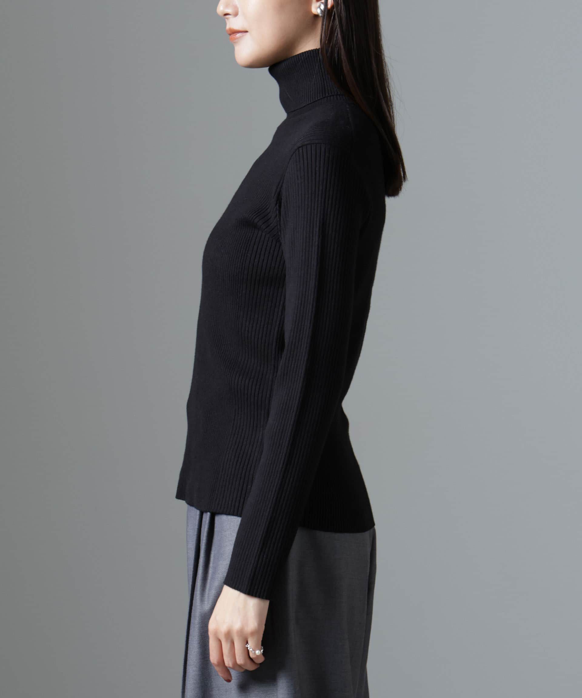 nano･universe「椿オイル加工リブタートルニット」|ニット・セーター|