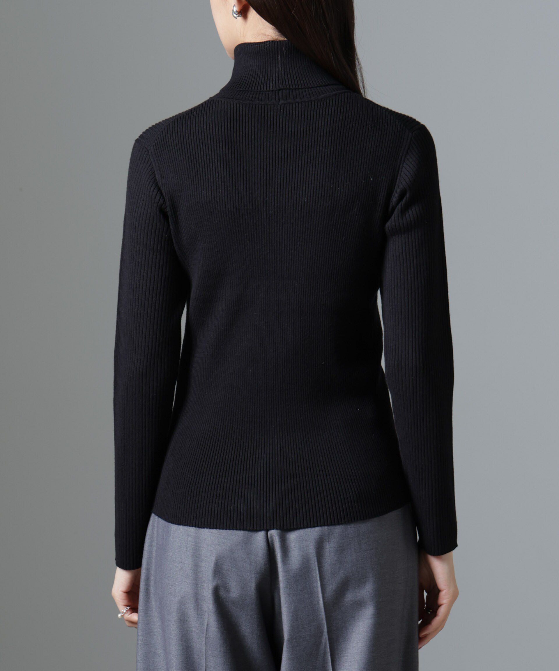 nano･universe「椿オイル加工リブタートルニット」|ニット・セーター|