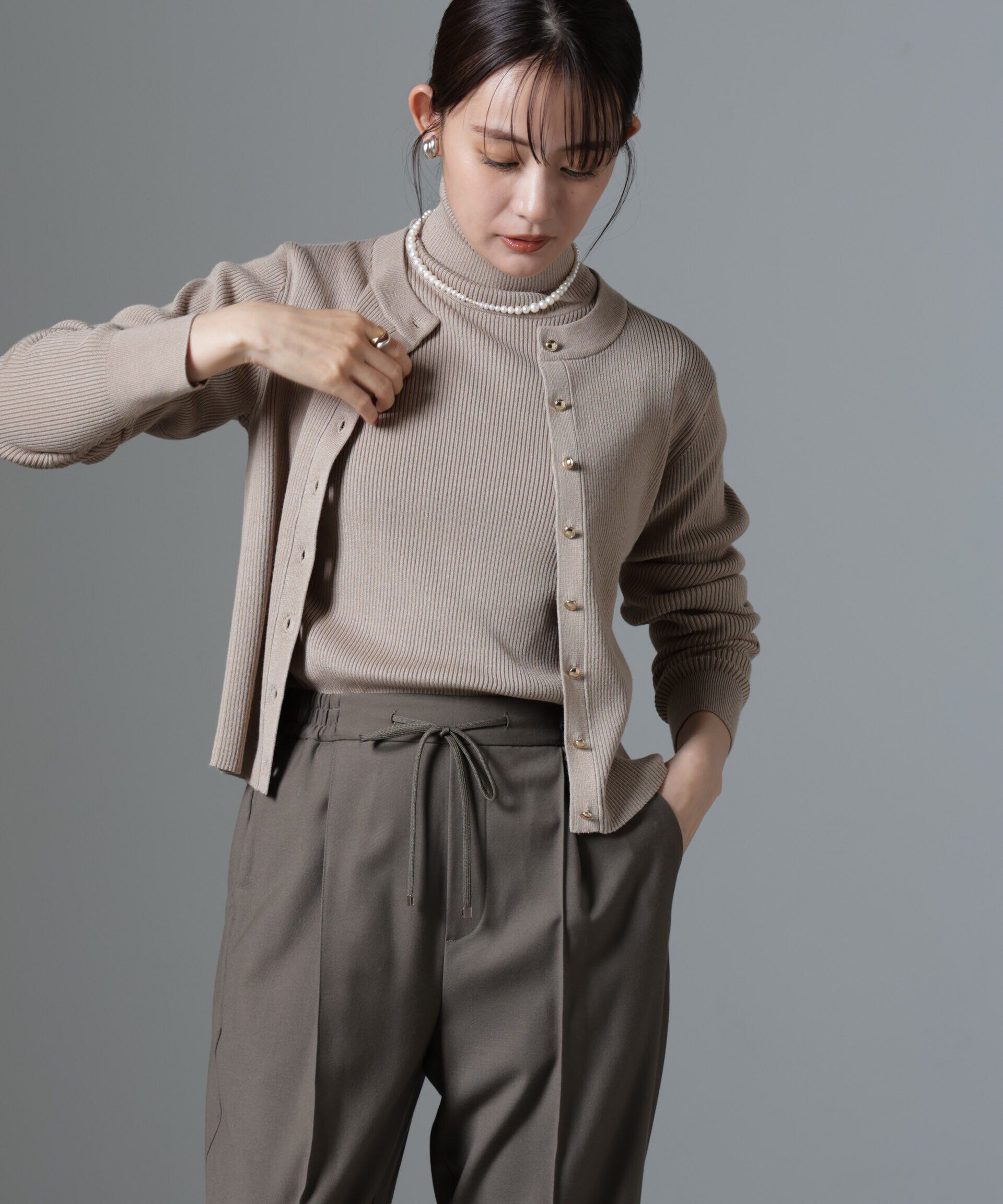 nano･universe「椿オイル加工リブタートルニット」|ニット・セーター|