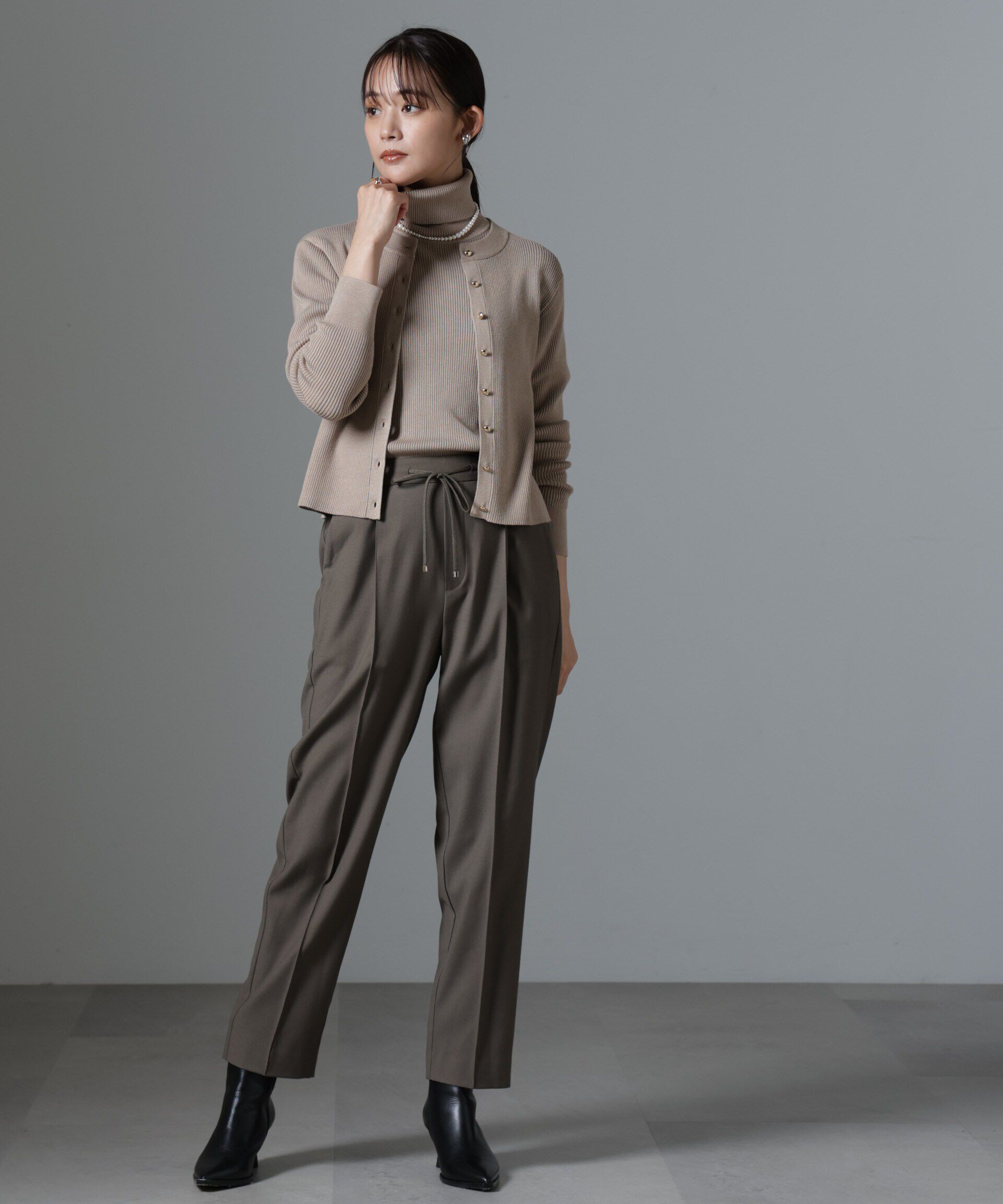 nano･universe「椿オイル加工リブタートルニット」|ニット・セーター|