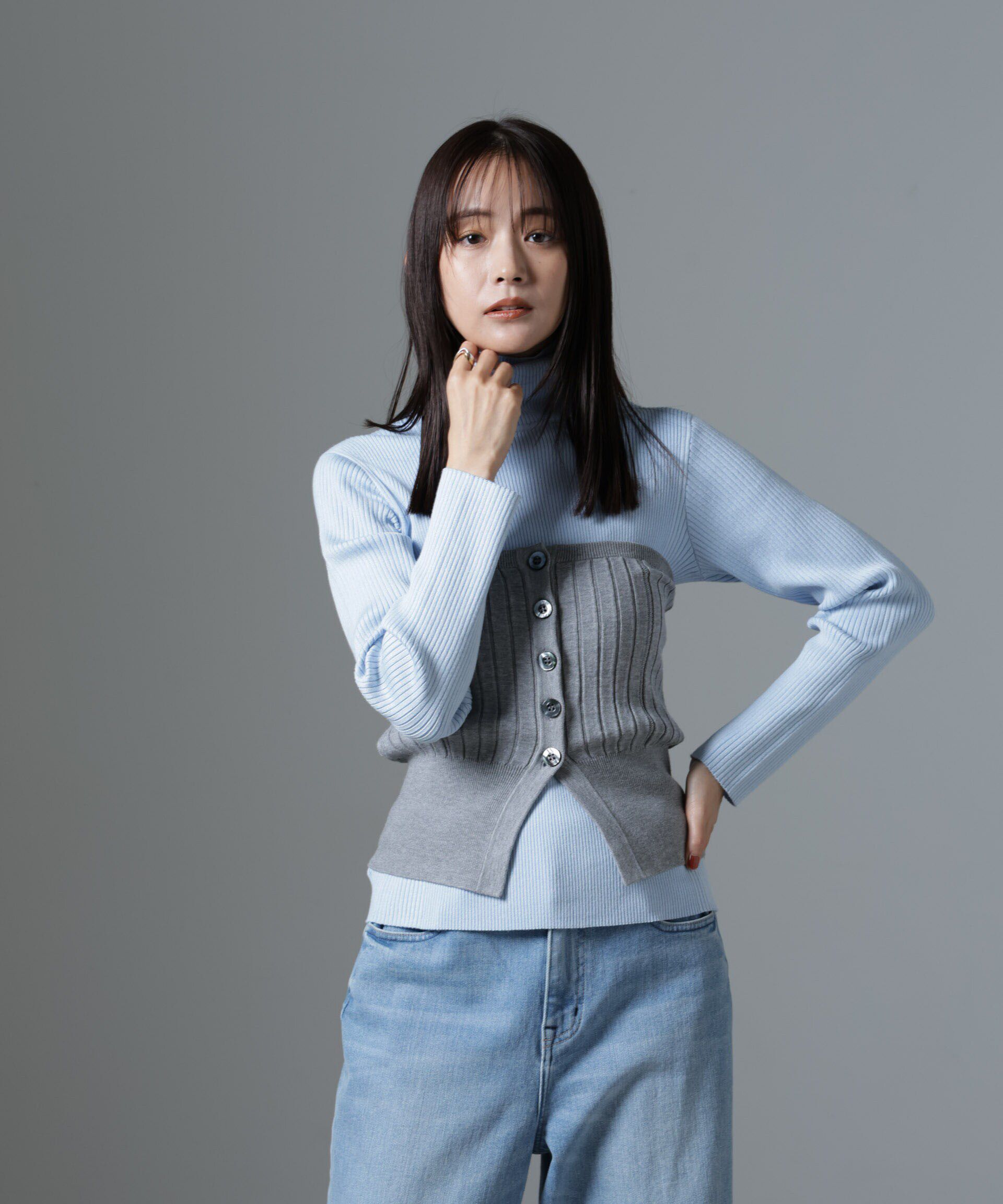 nano･universe「椿オイル加工リブタートルニット」|ニット・セーター|