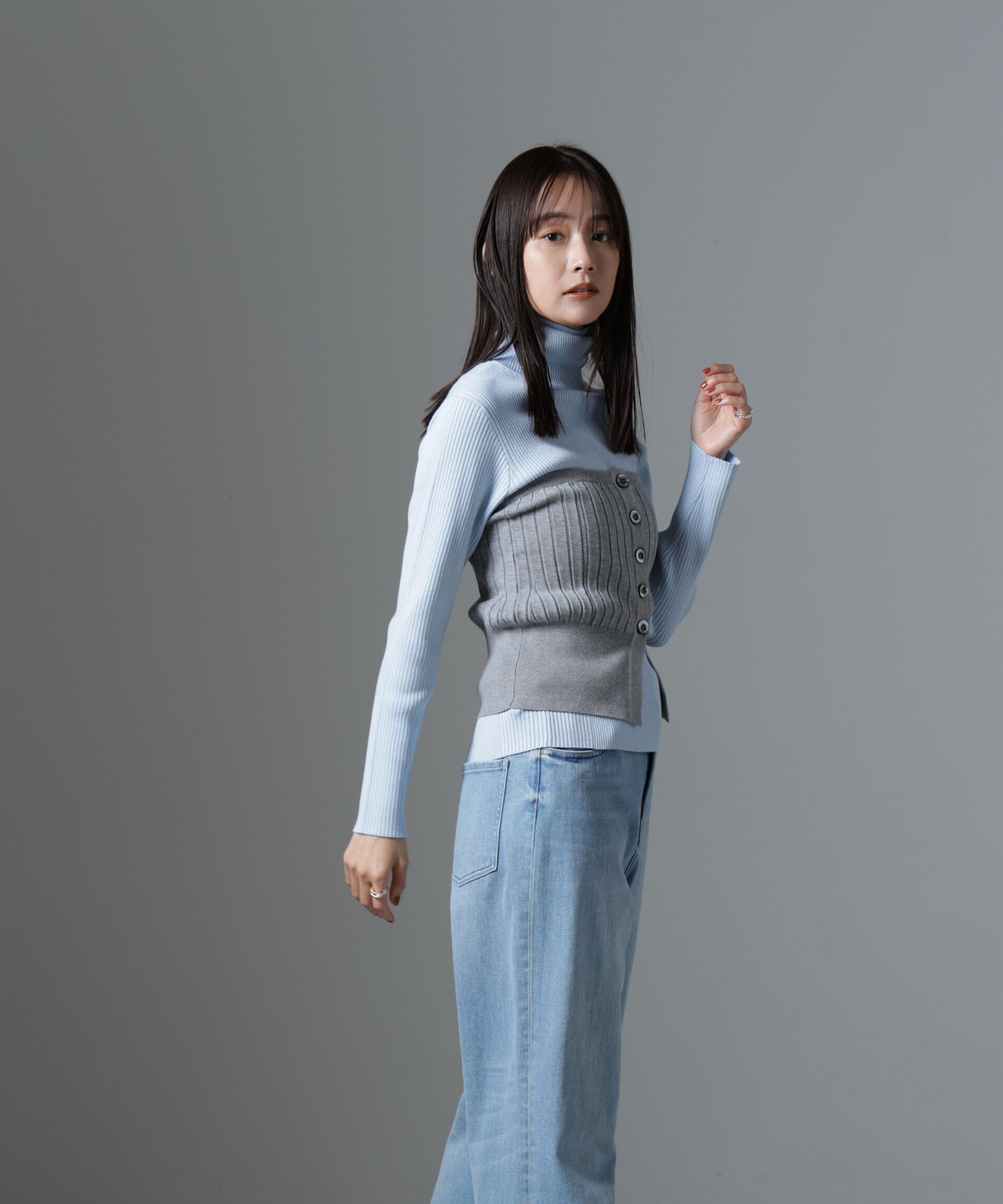 nano･universe「椿オイル加工リブタートルニット」|ニット・セーター|