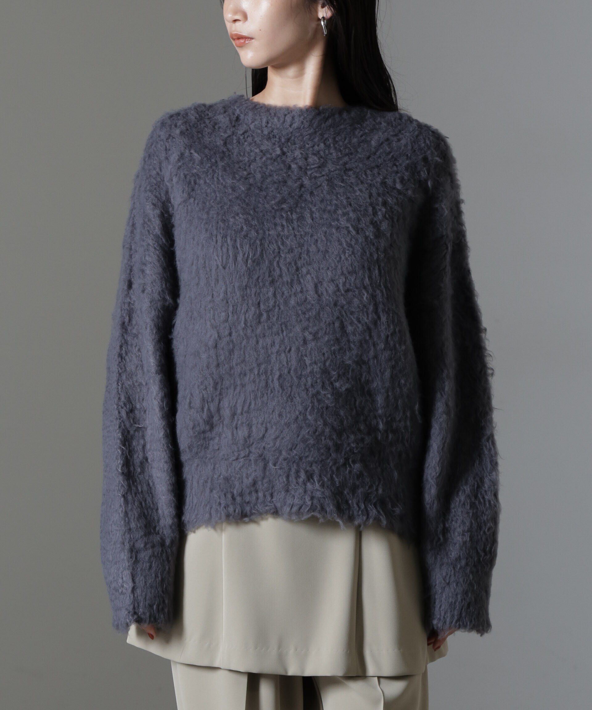 nano･universe「カール起毛クルーネックニット」|ニット・セーター|