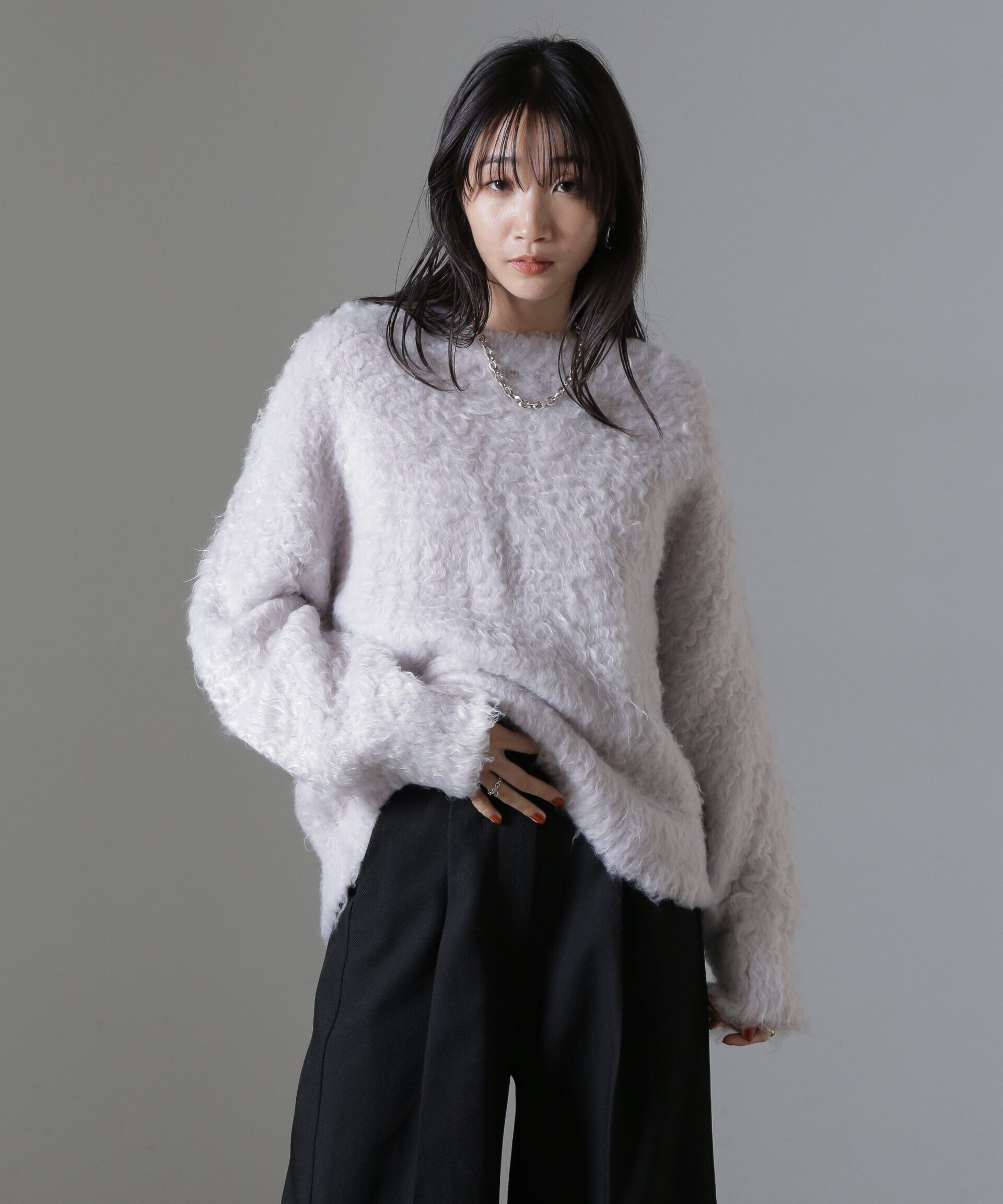 nano･universe「カール起毛クルーネックニット」|ニット・セーター|