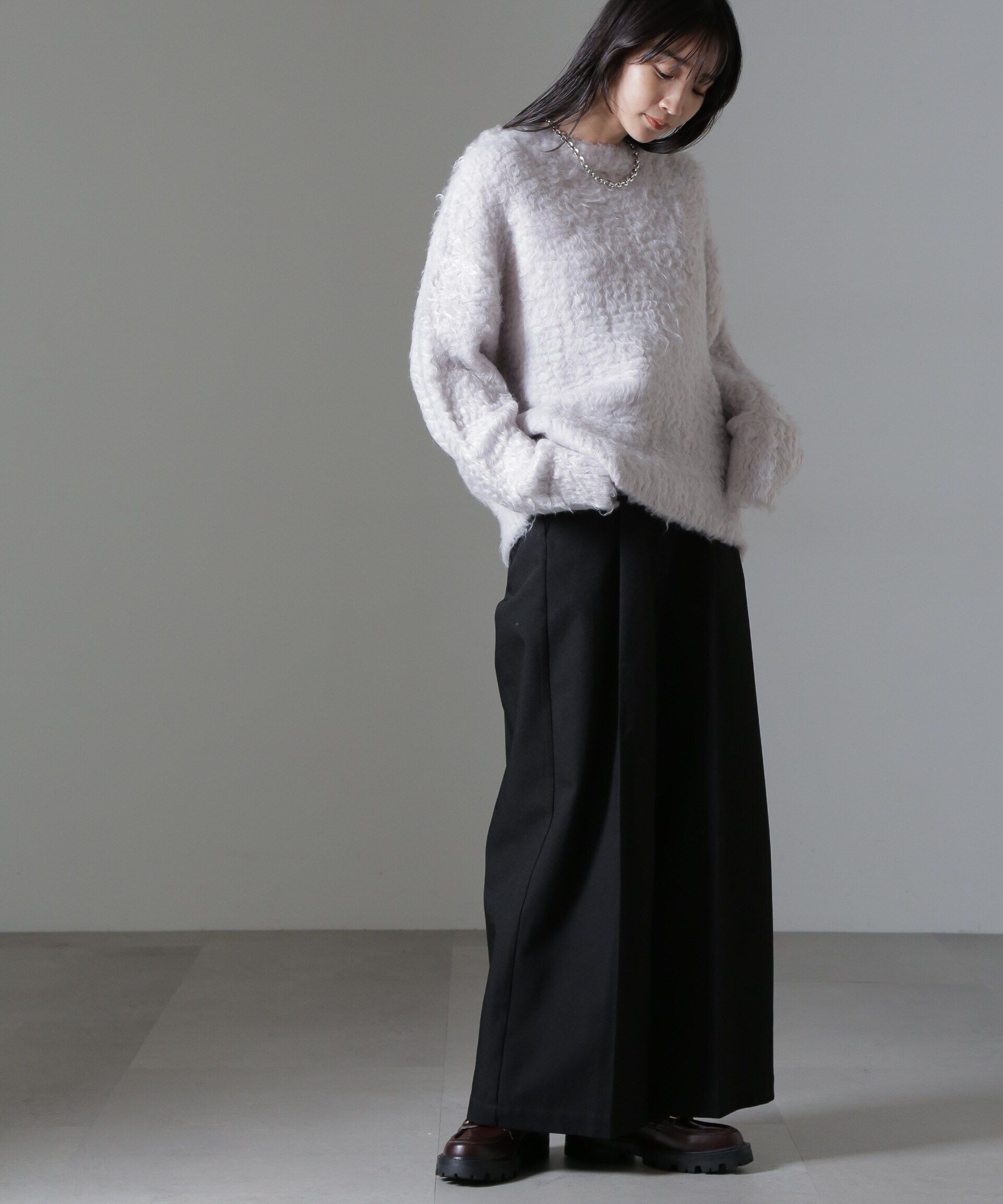 nano･universe「カール起毛クルーネックニット」|ニット・セーター|