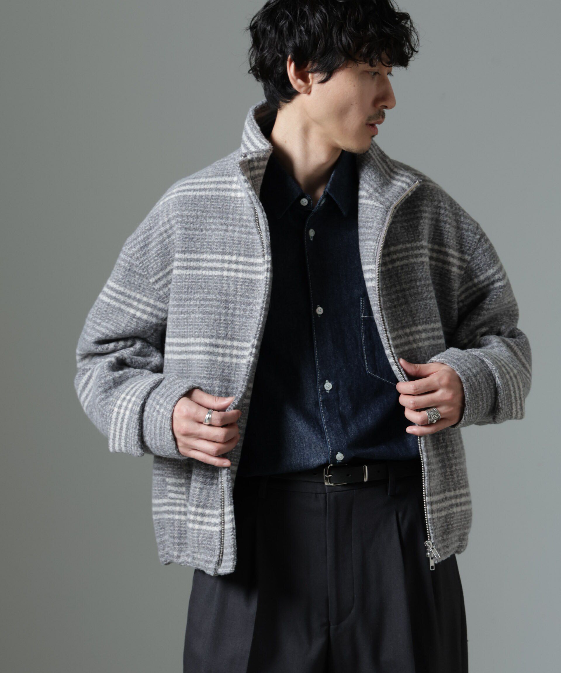 nano･universe「スライバーライクシャギースタンドブルゾン」|ブルゾン・スタジャン|