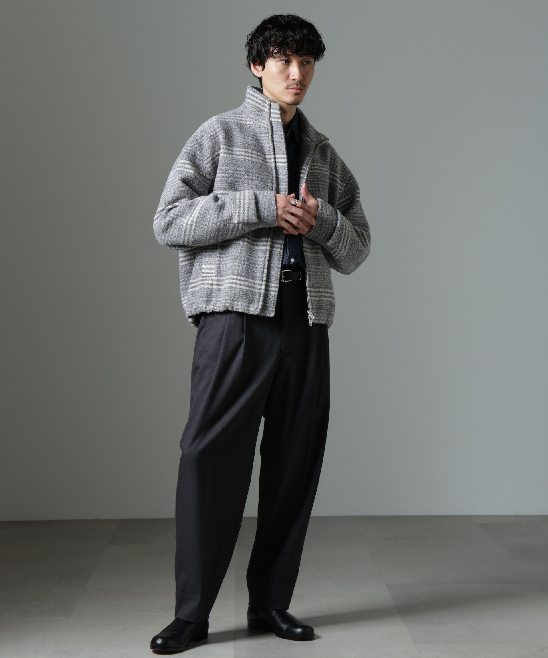 nano･universe「スライバーライクシャギースタンドブルゾン」|ブルゾン・スタジャン|