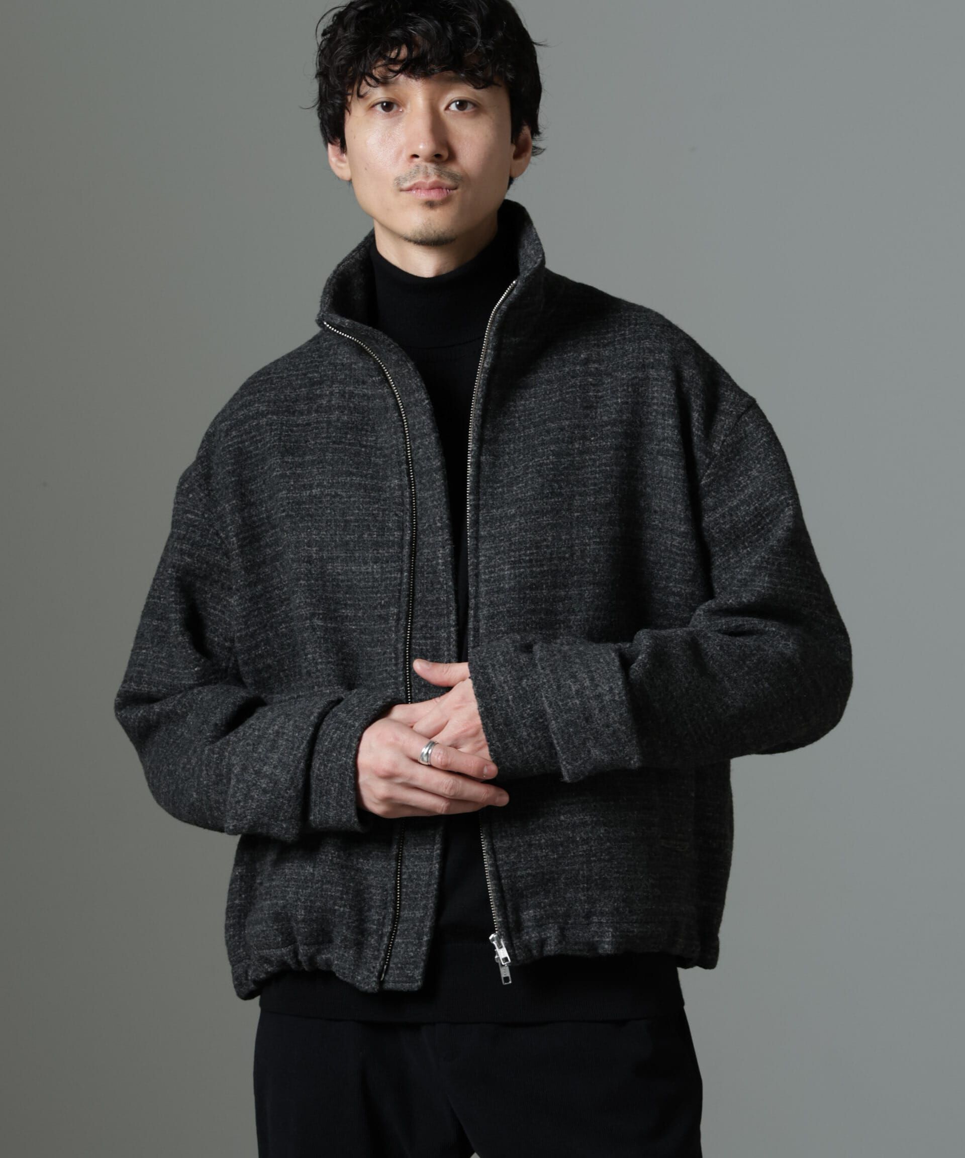 nano･universe「スライバーライクシャギースタンドブルゾン」|ブルゾン・スタジャン|