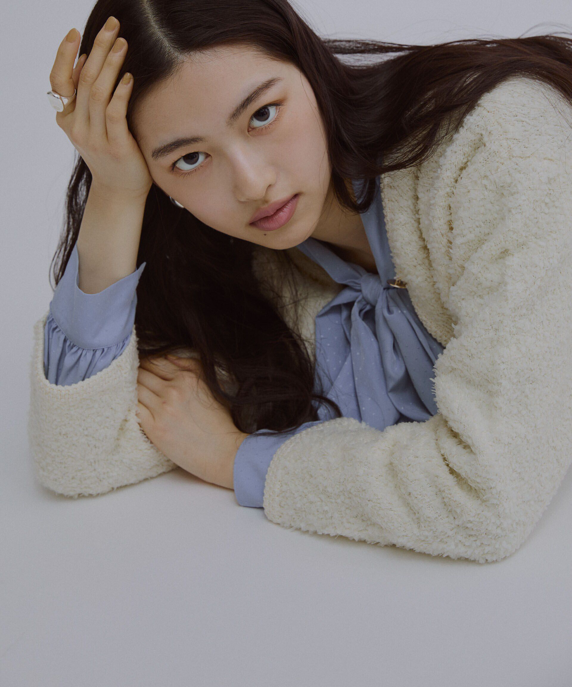 nano･universe「リボンヤーンニットジャケット」|ニット・セーター|