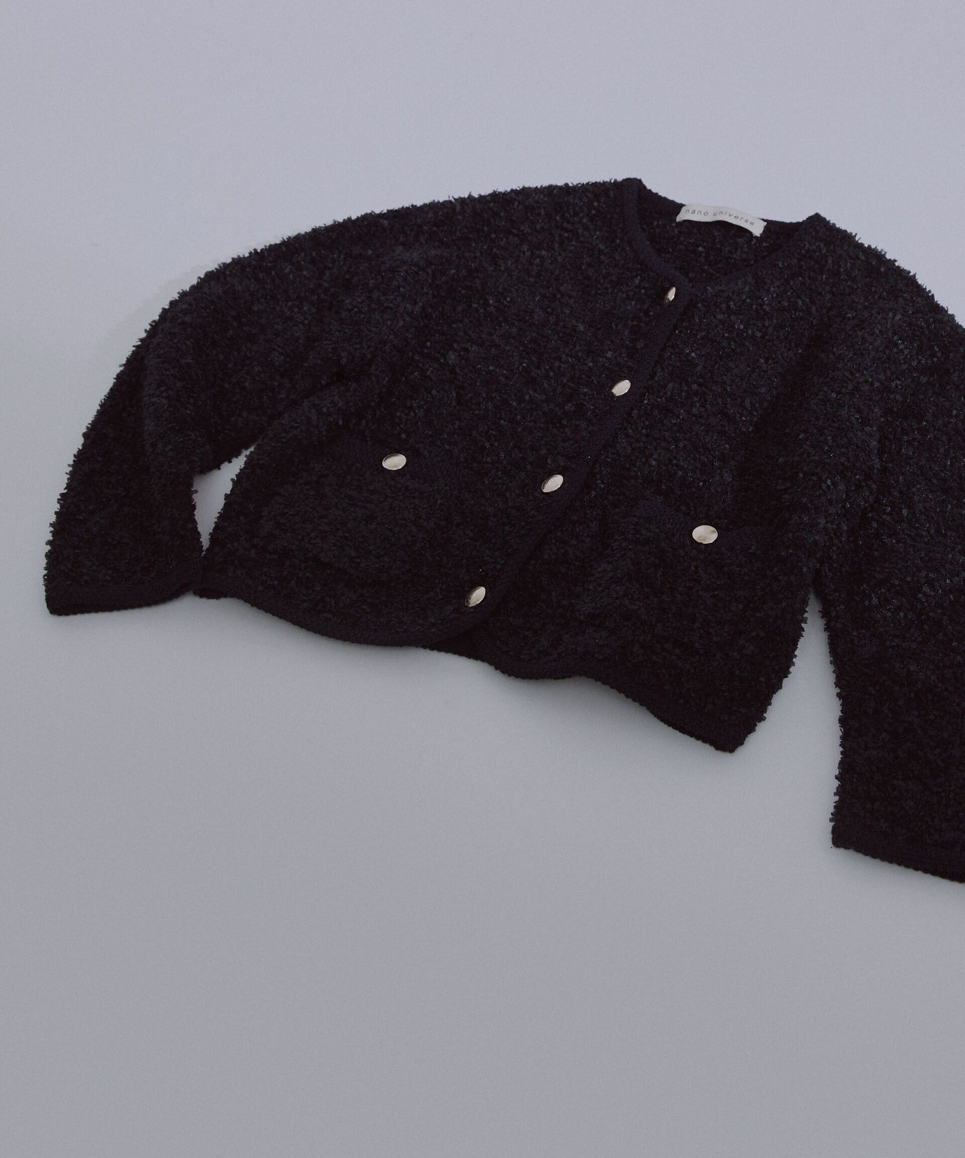 nano･universe「リボンヤーンニットジャケット」|ニット・セーター|D.ネイビー1