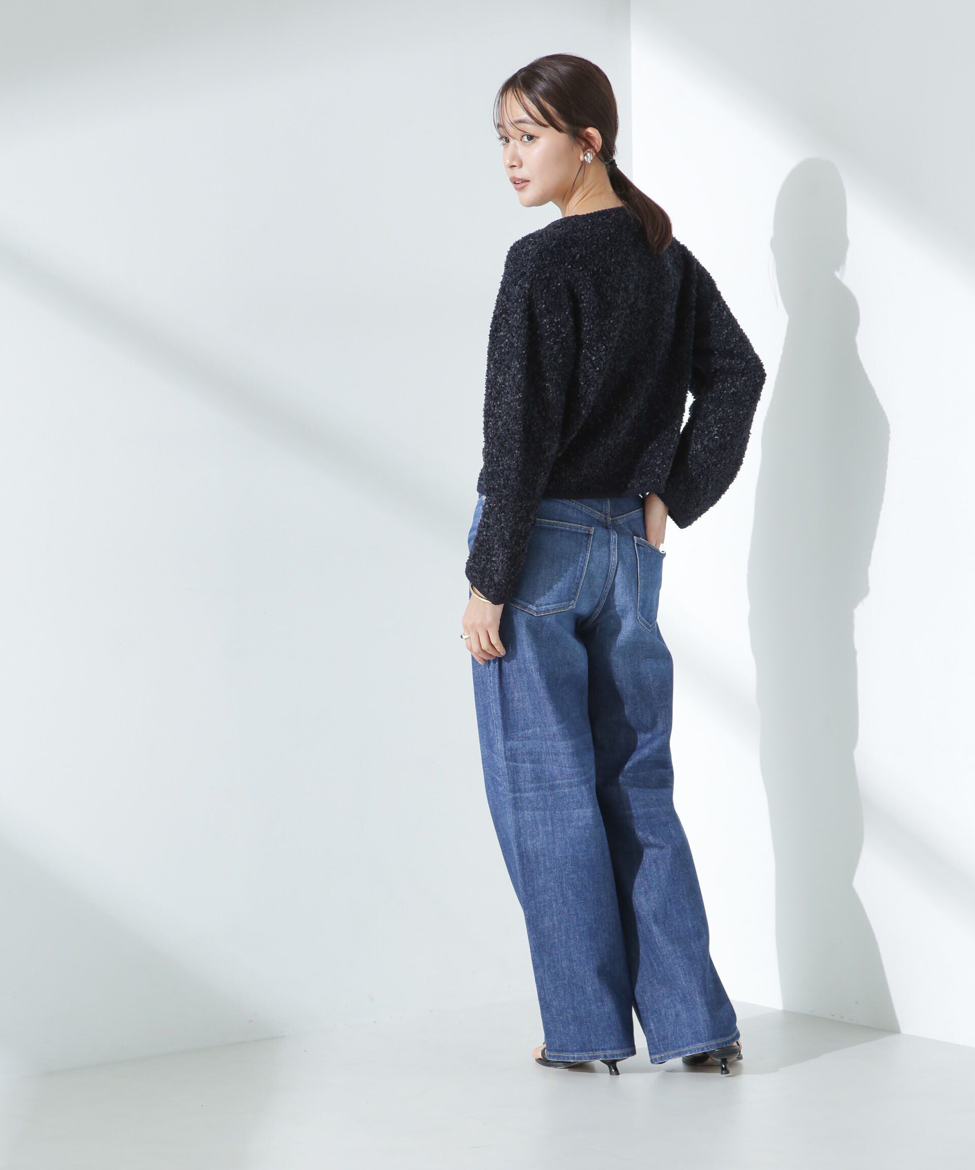 nano･universe「リボンヤーンニットジャケット」|ニット・セーター|