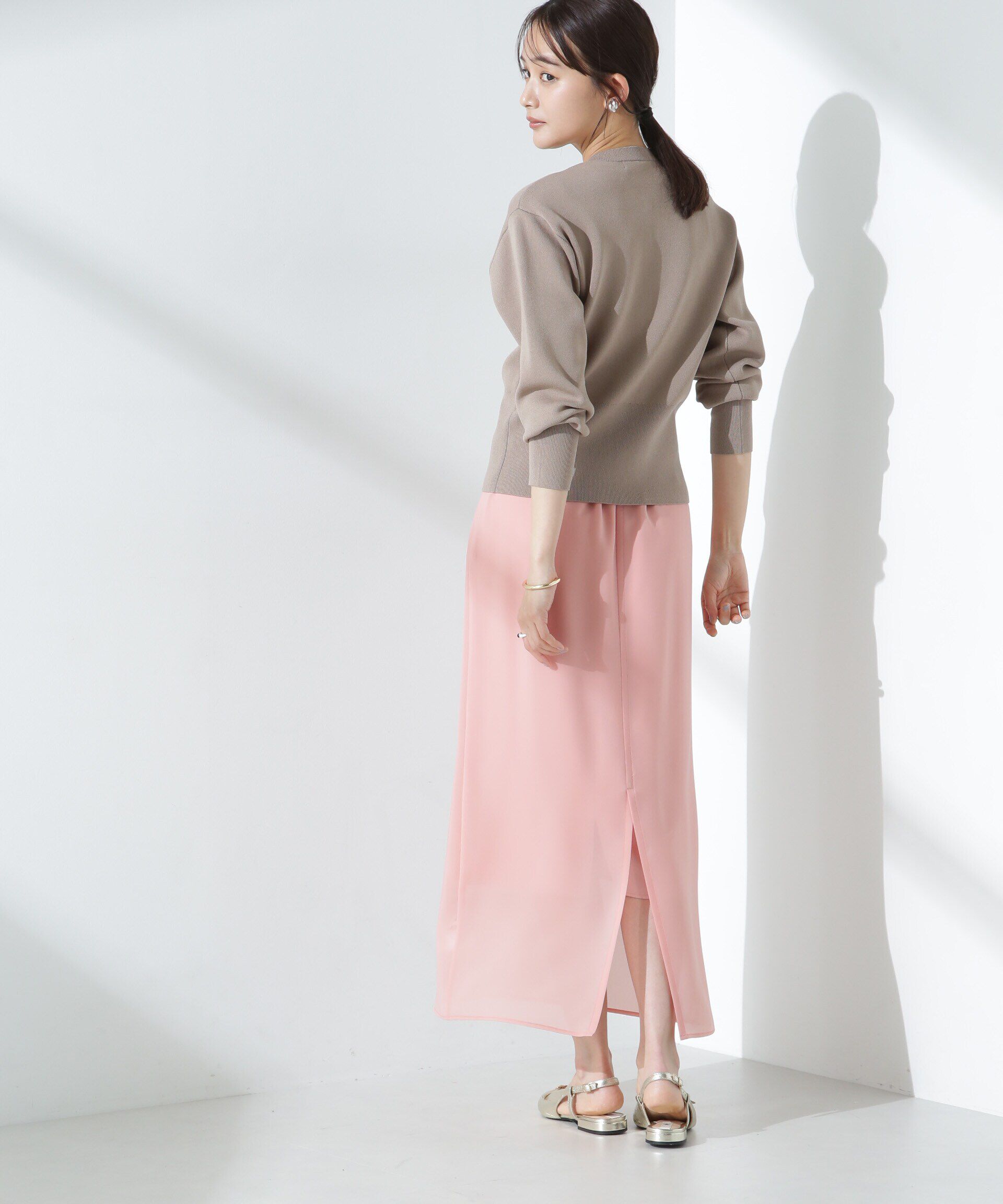 nano･universe「シアーストレッチサテン切り替えスカート」|スカート|