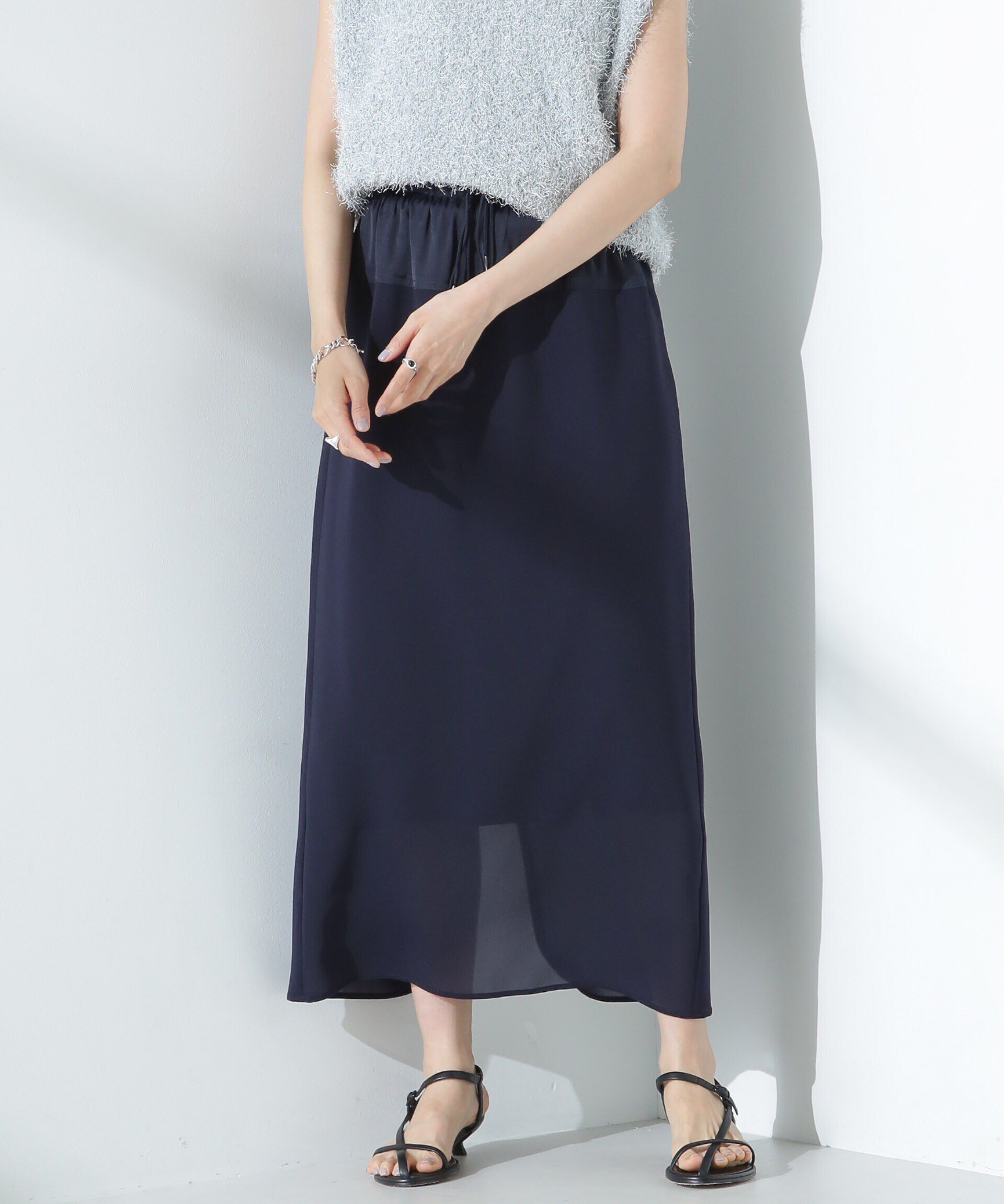 nano･universe「シアーストレッチサテン切り替えスカート」|スカート|