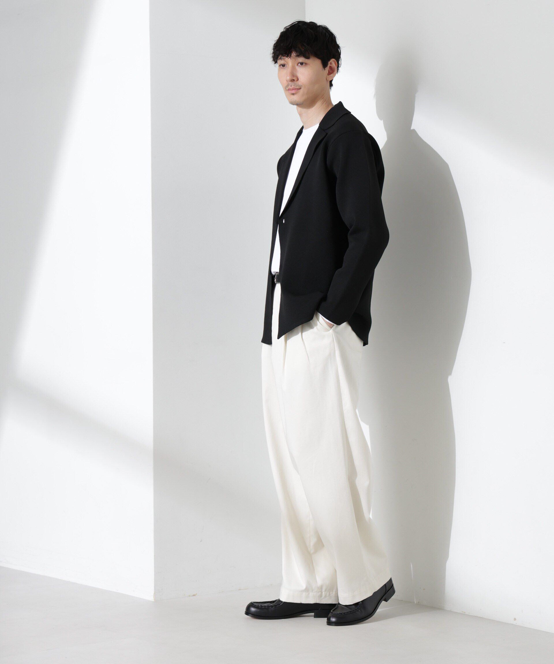 nano･universe「スポンディッシュ ミラノリブ テーラードジャケット」|ニット・セーター|