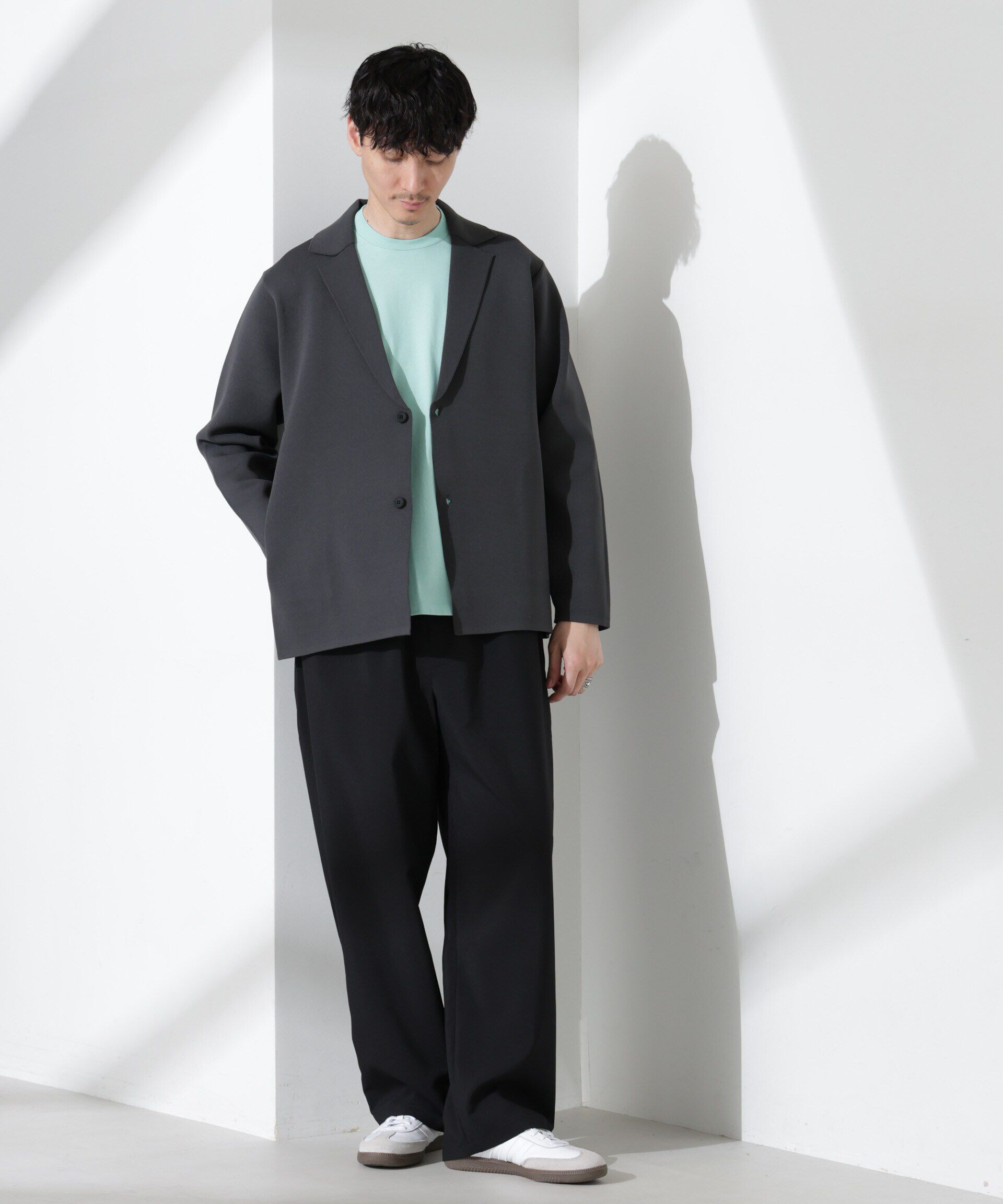 nano･universe「スポンディッシュ ミラノリブ テーラードジャケット」|ニット・セーター|