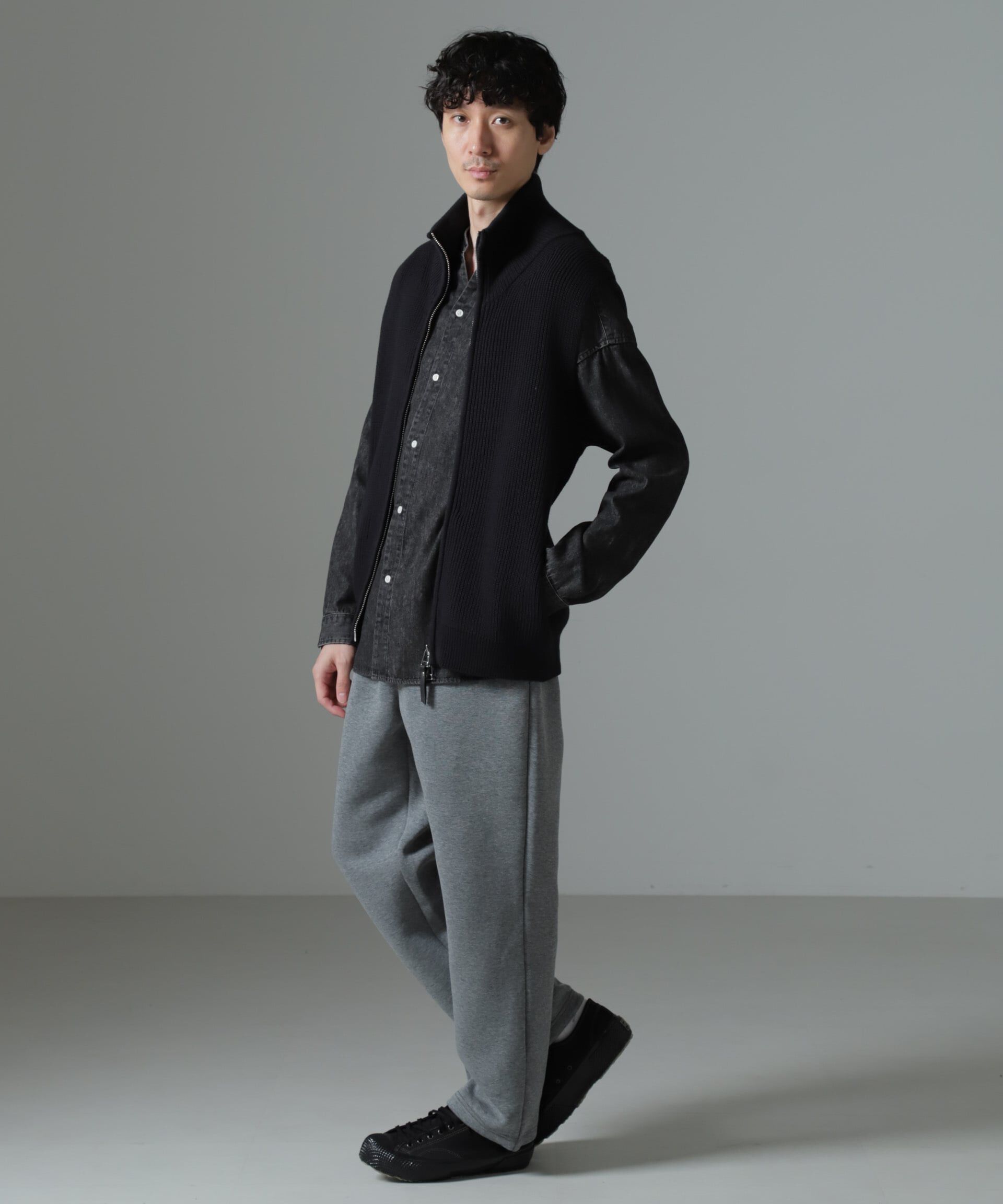 nano･universe「片アゼドライバーズジップニットベスト」|ニット・セーター|