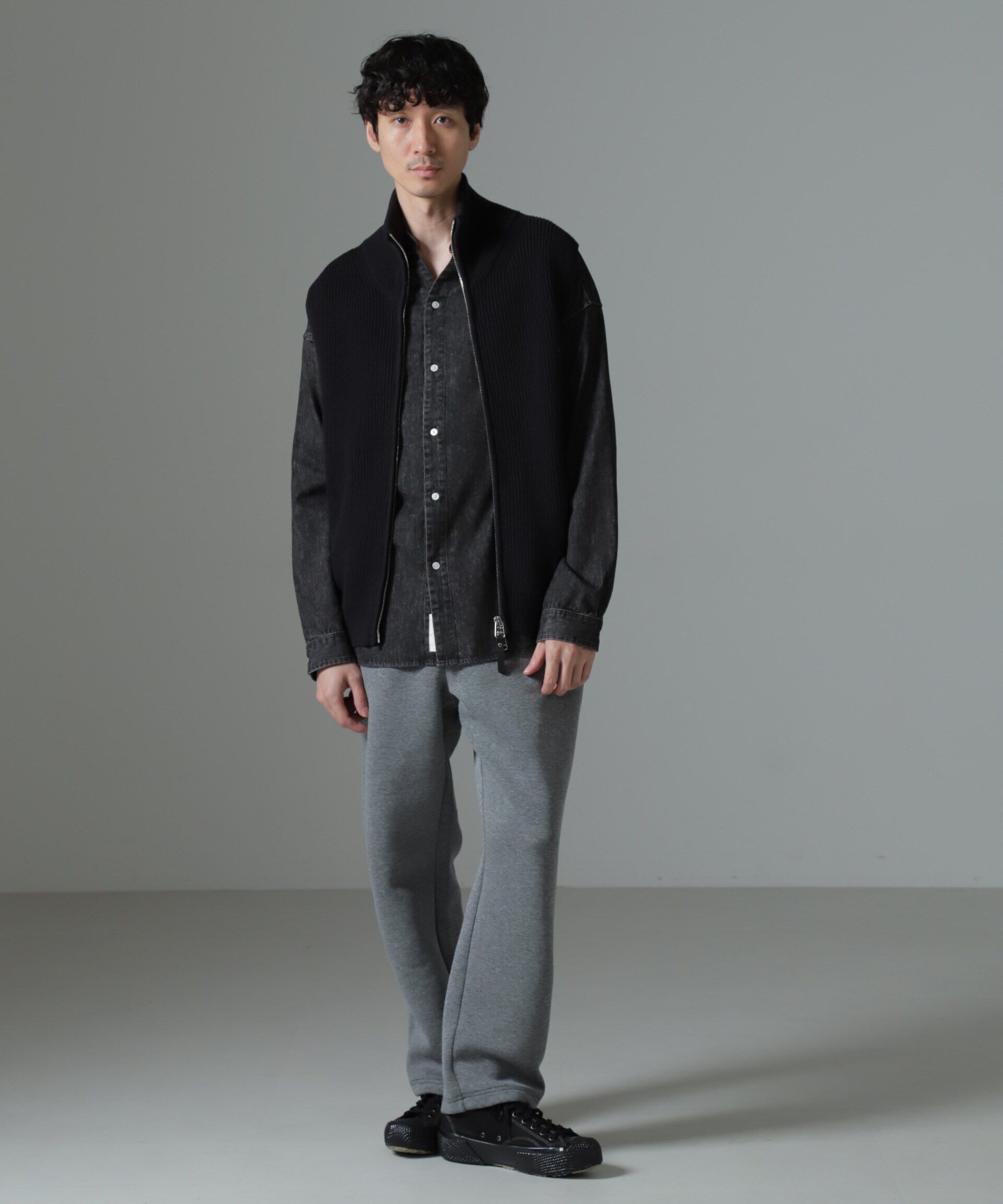 nano･universe「片アゼドライバーズジップニットベスト」|ニット・セーター|