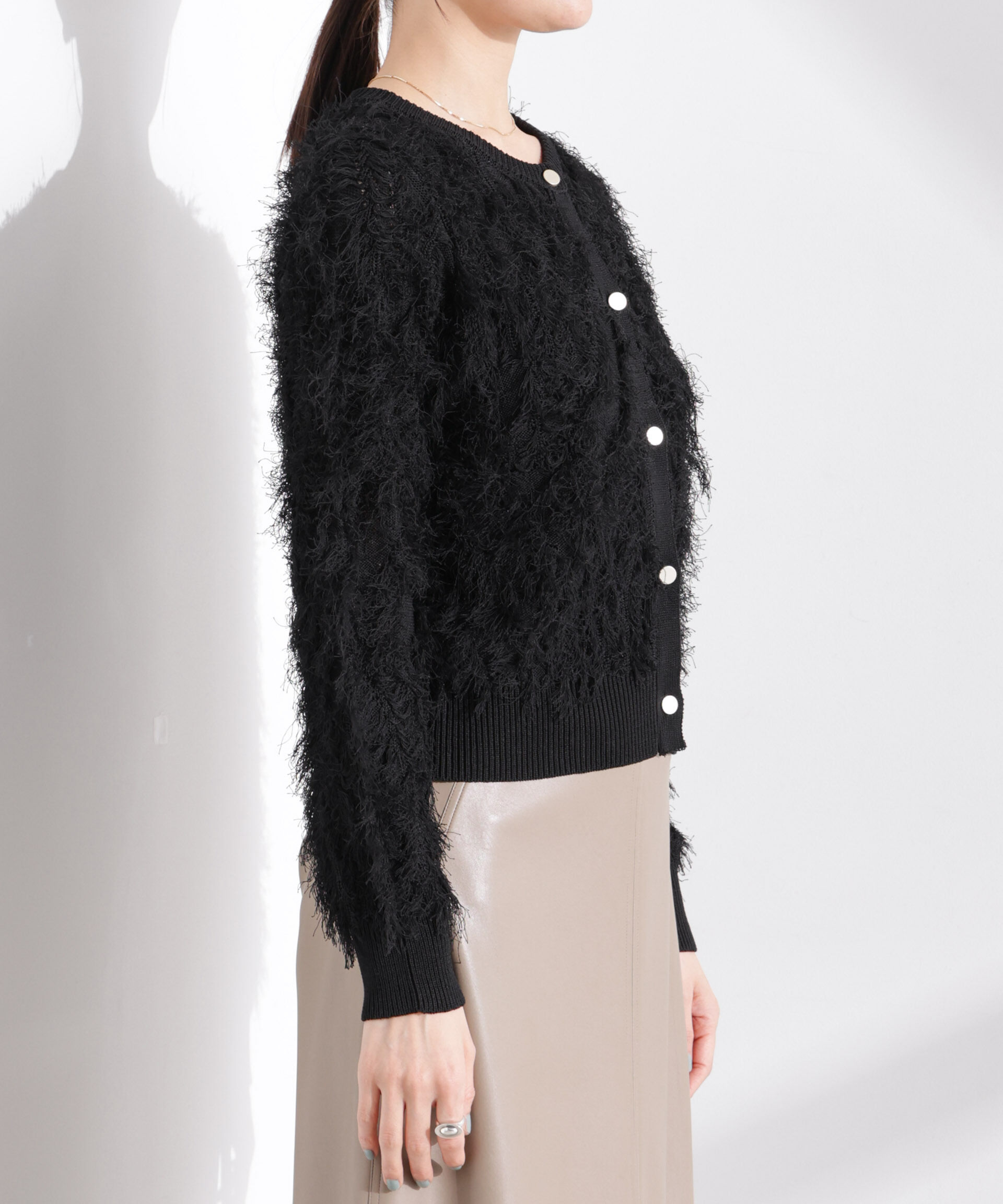 nano･universe「フリンジニットクルーネックカーディガン」|ニット・セーター|