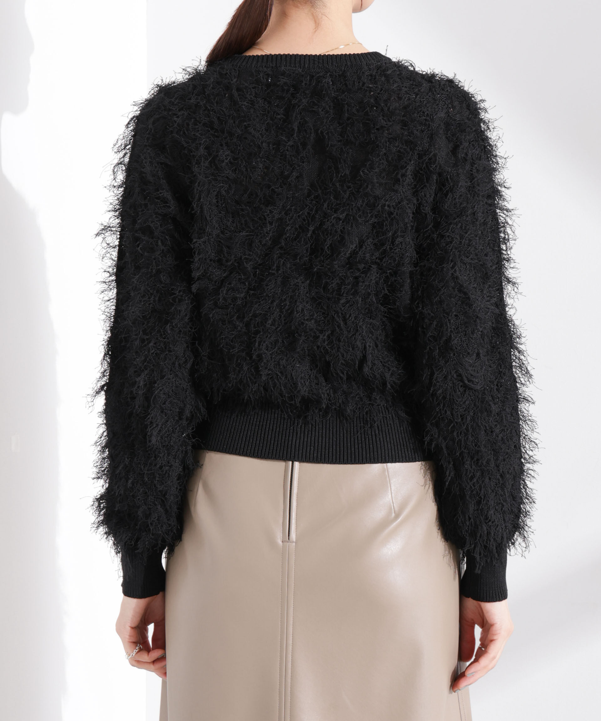 nano･universe「フリンジニットクルーネックカーディガン」|ニット・セーター|