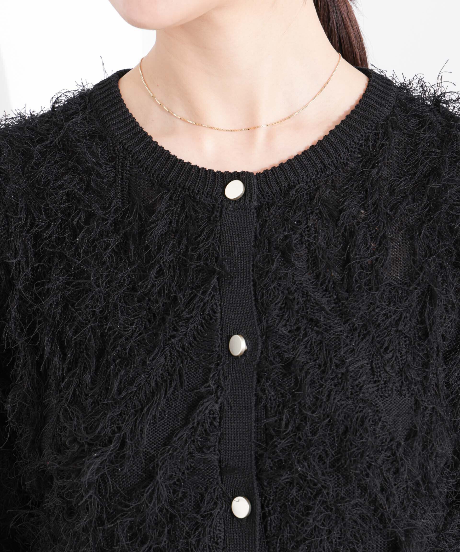 nano･universe「フリンジニットクルーネックカーディガン」|ニット・セーター|