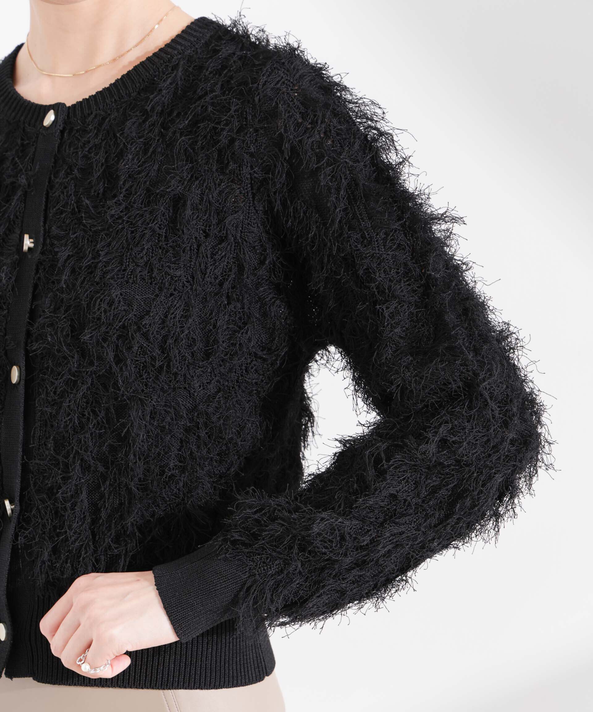 nano･universe「フリンジニットクルーネックカーディガン」|ニット・セーター|