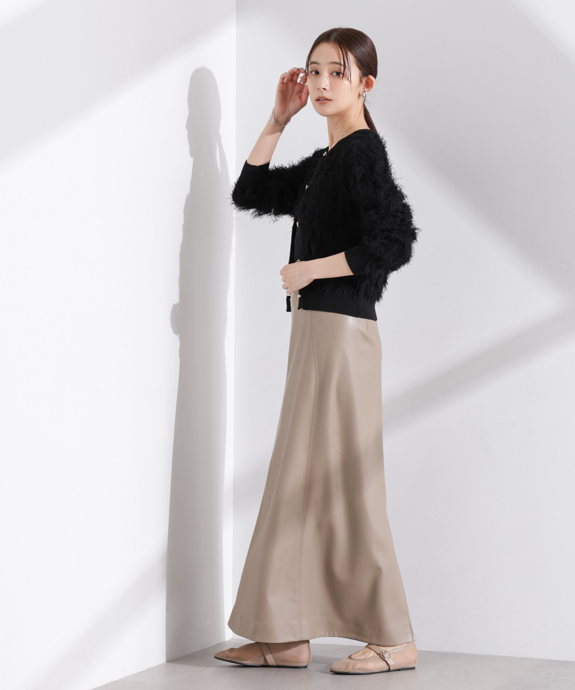 nano･universe「フリンジニットクルーネックカーディガン」|ニット・セーター|